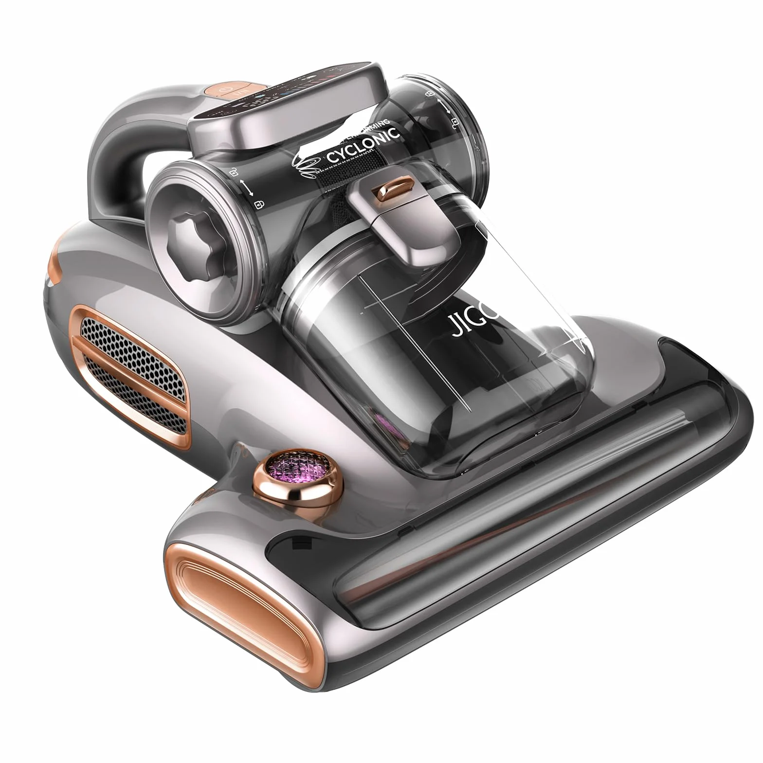 JIGOO Aspirateur Anti Acariens pour Matelas avec Lumière UV, 700W 15kpa Punaise de Lit élimine 99,9%, Affichage LED, 72dB Design Silencieux sans Bruit