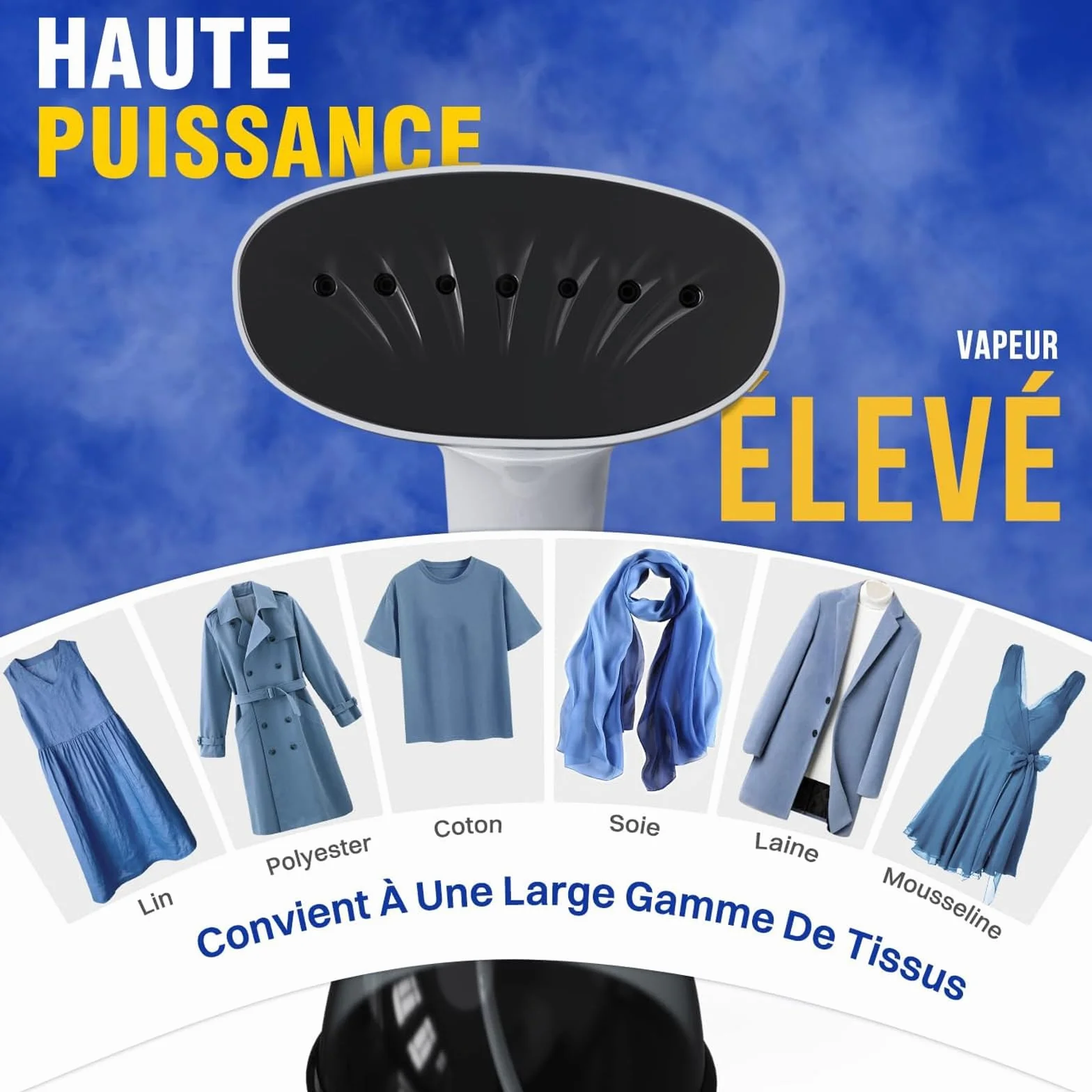 Rolipo Défroisseur Vapeur 1640W Fer à repasser portable haute puissance 400ML Blanc