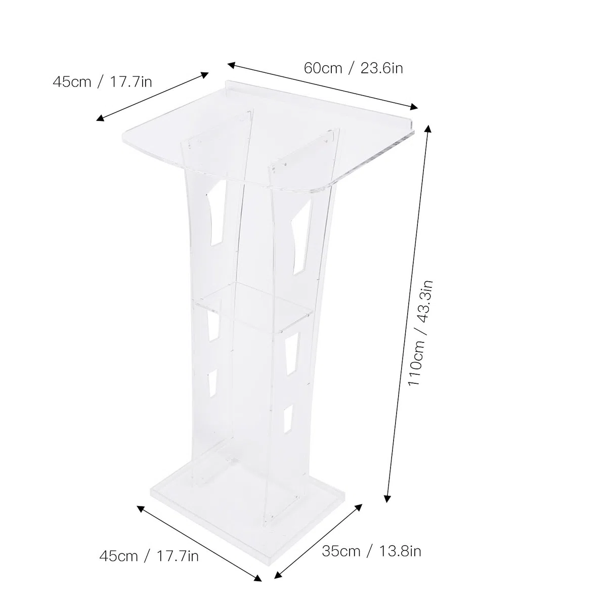L'acrylique Transparent Podium Chaire Pupitre de L'église avec étagère de Rangement pour L'église, Salle de Classe, Bureau, Restaurants
