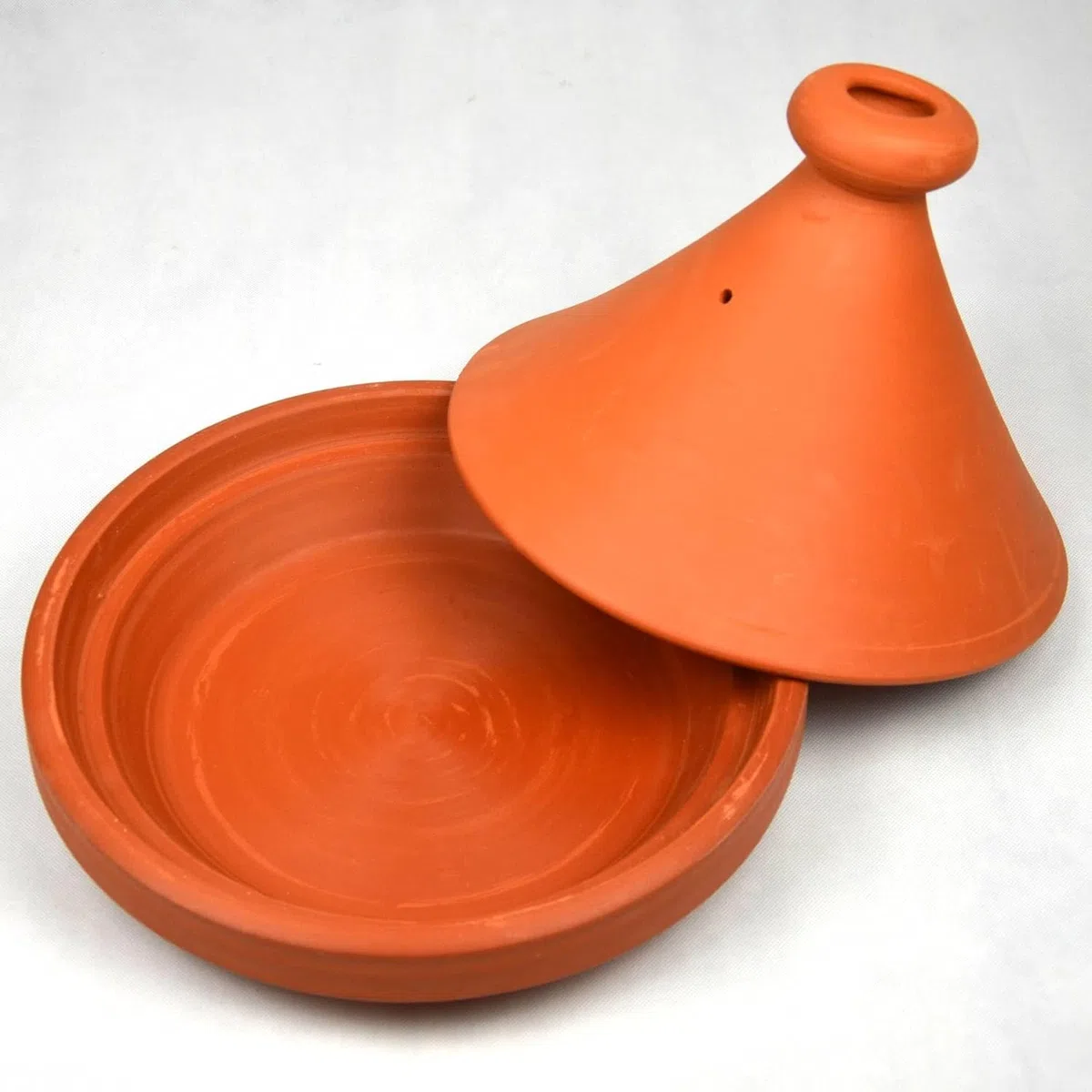 Grand plat à tajine marocain en terre cuite, non émaillé, diamètre 35 cm, pour 6 à 8 personnes, original du Maroc