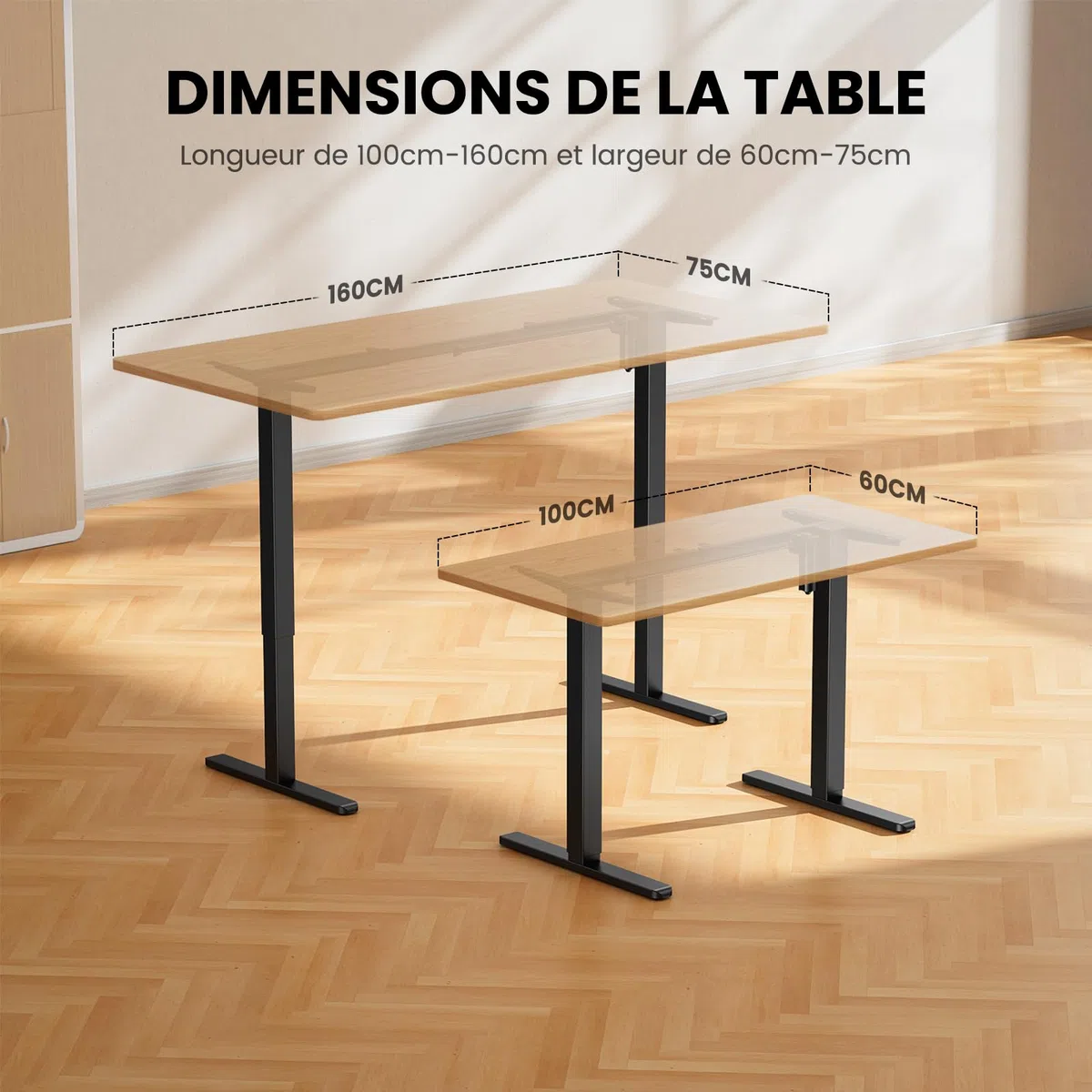 ErGear Bureau Assis Debout Électrique,Cadre Bureau Assis Debout avec 4 mémoires de contrôle jusqu'à 118cm, Cadre Seulement