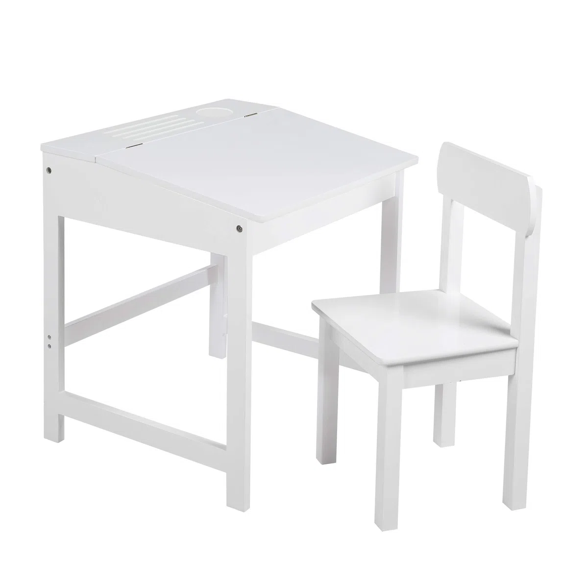 roba Bureau Bébé et Enfant avec Chaise et Espace de Rangement - Pupitre d'École - Blanc