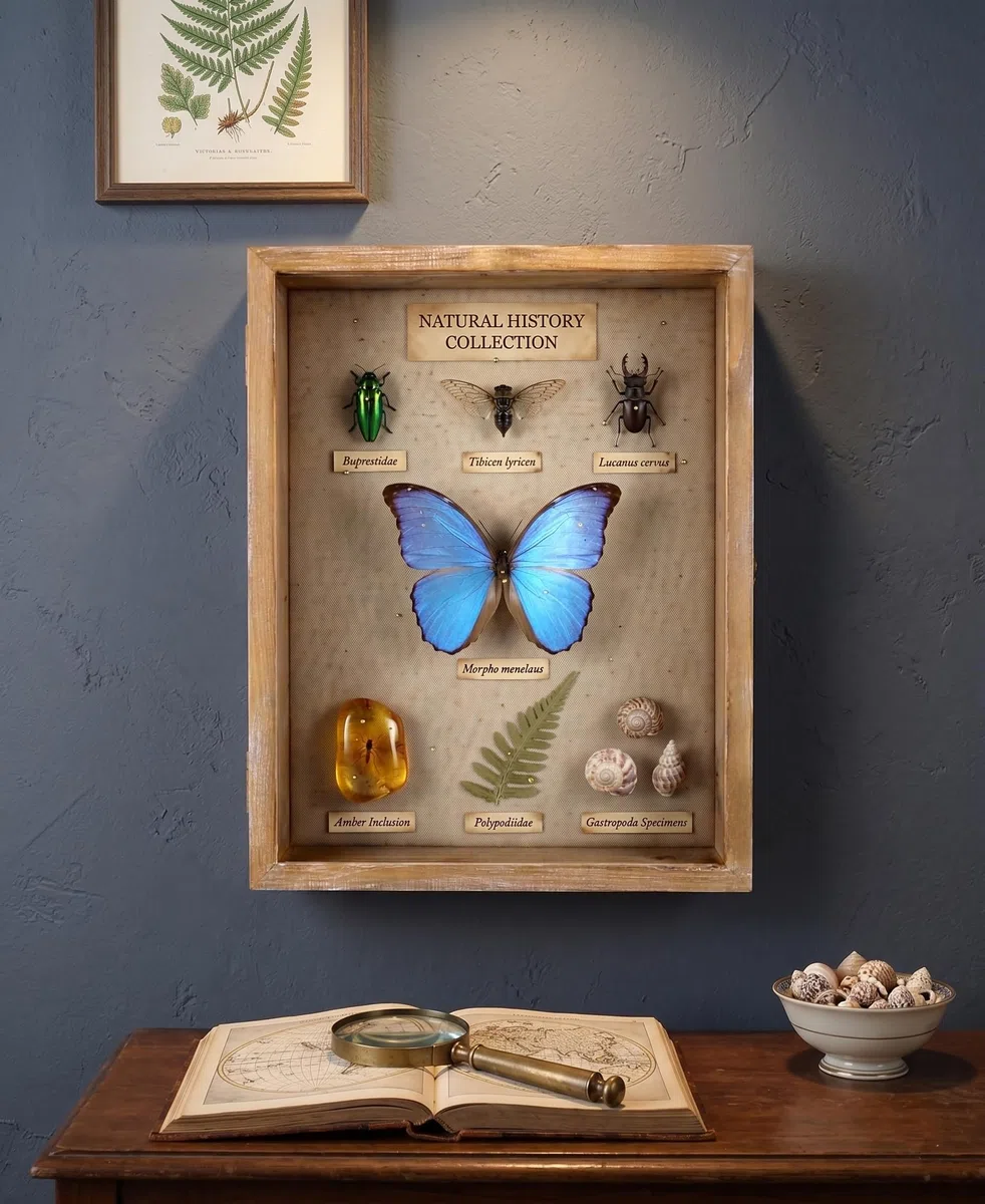28 x 35,5 cm Shadow Box, Boîte à Cadre Photo avec Fond en Lin, Présente Souvenirs Récompenses Médailles Photos Mémoire, Verre Incassable, Bois Massif Gris Ferme Rustique