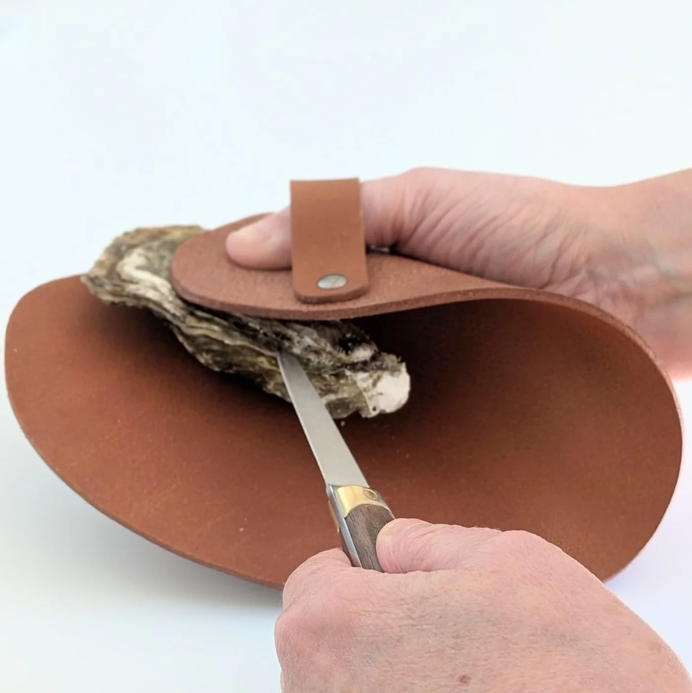 Gant à huître en Cuir véritable Fait Main France – Protège Main Artisanal Cadeau fête des pères