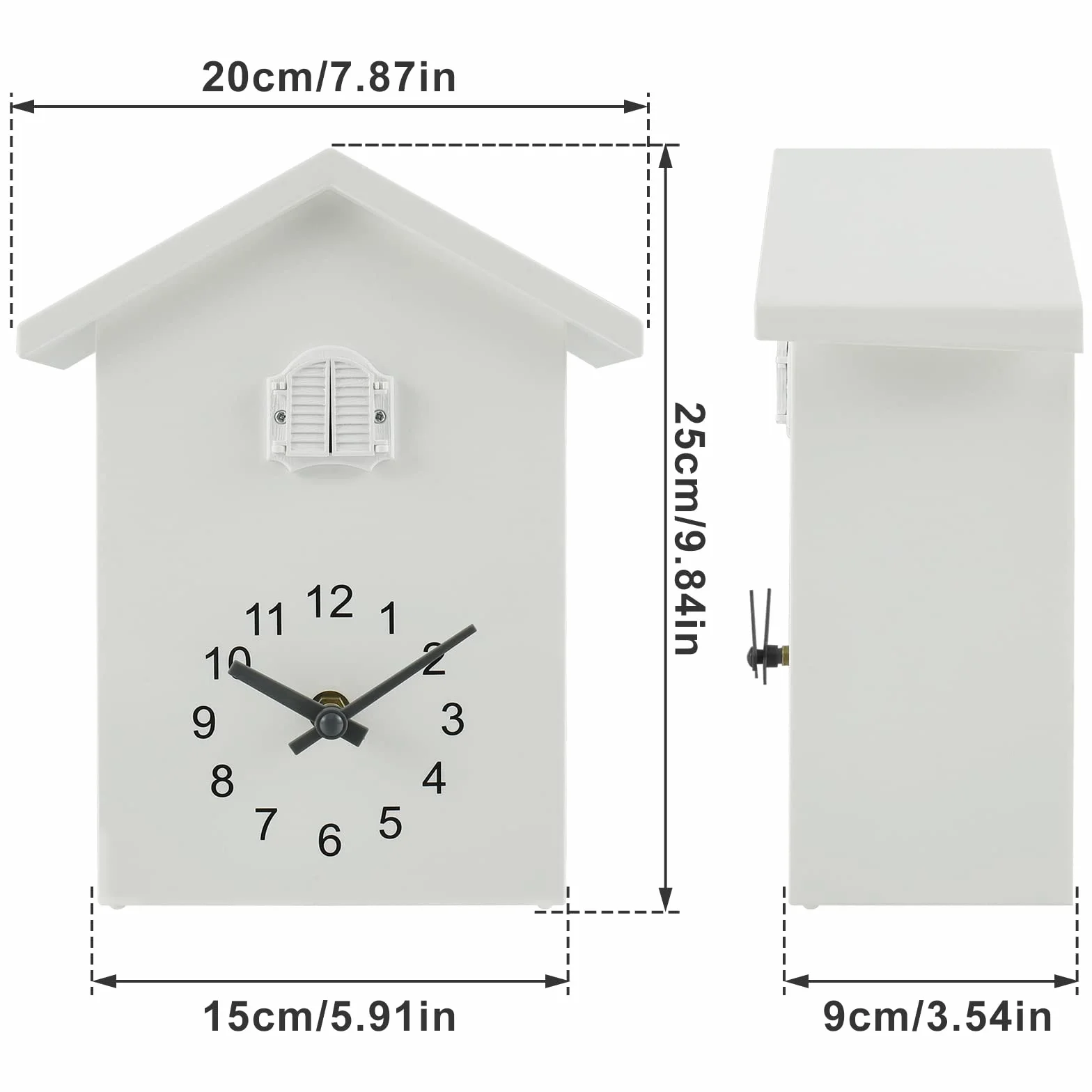 Horloge à Coucou Moderne Murale avec Pendule, Décoration Maison Salon Bureau Blanc