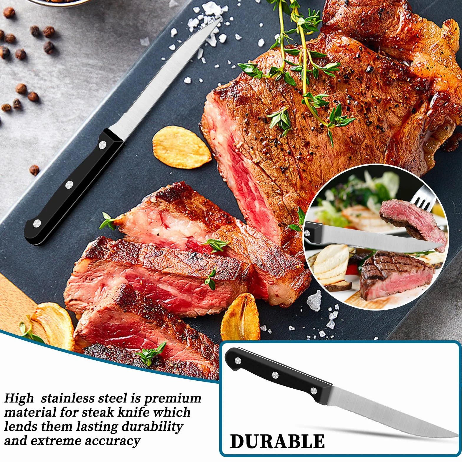 Set de Couverts 72 Pièces, Service de Table 12 Personnes, Set de Couverts de Haute Qualité avec Couteau à Steak, Couteau, Fourchette, Cuillère,Elégant Acier Inoxydable Couvert