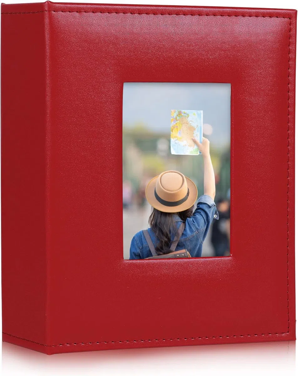 RECUTMS Album photo de poche pour 200 photos de poche en cuir PU - Petit album pour famille, mariage, anniversaire, livre d'or - Album photo de bébé - 15 x 10 cm - 200 emplacements photo (rouge)