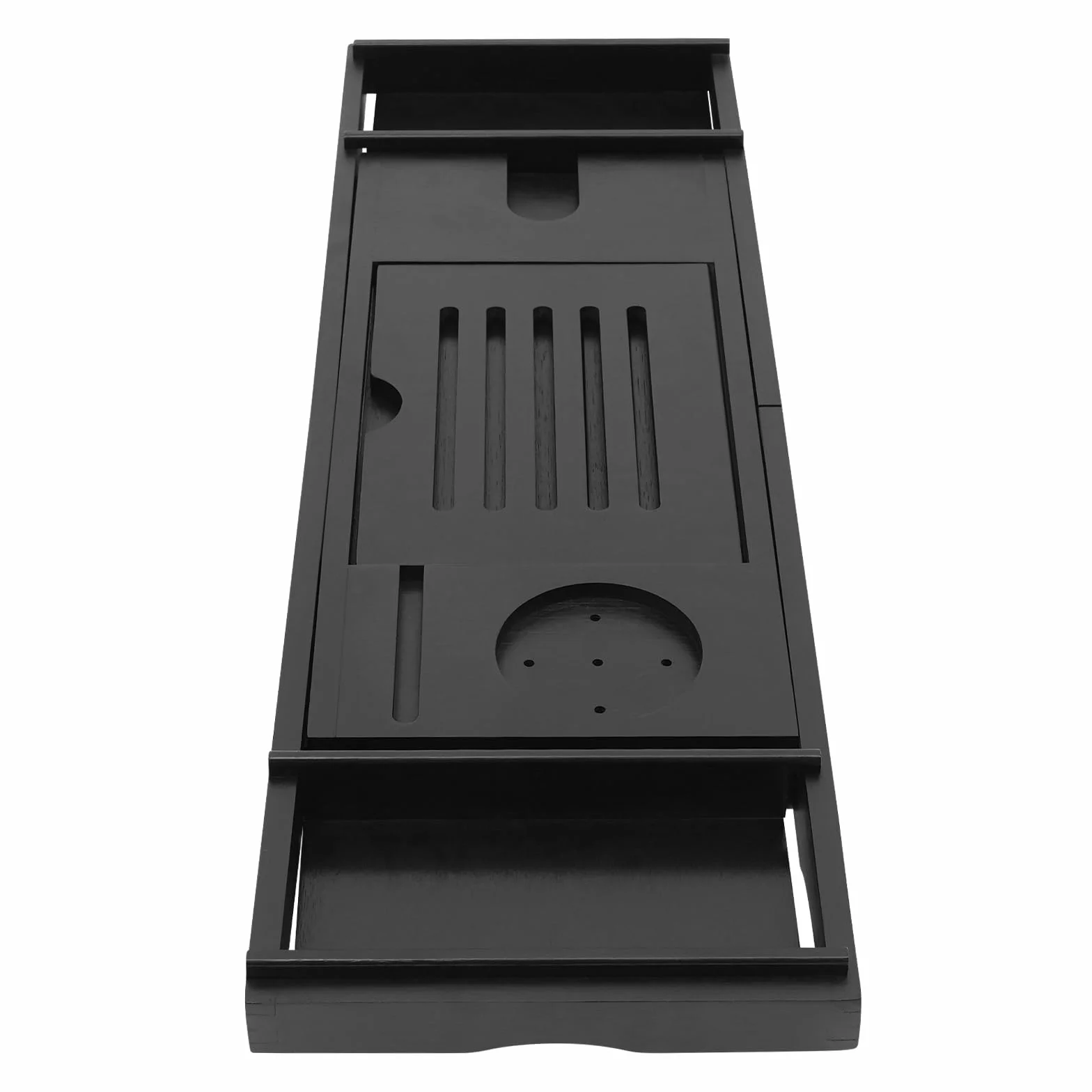 Bambou Plateau de baignoire extensible 75-111 cm noir avec porte-gobelet support tablette réglable
