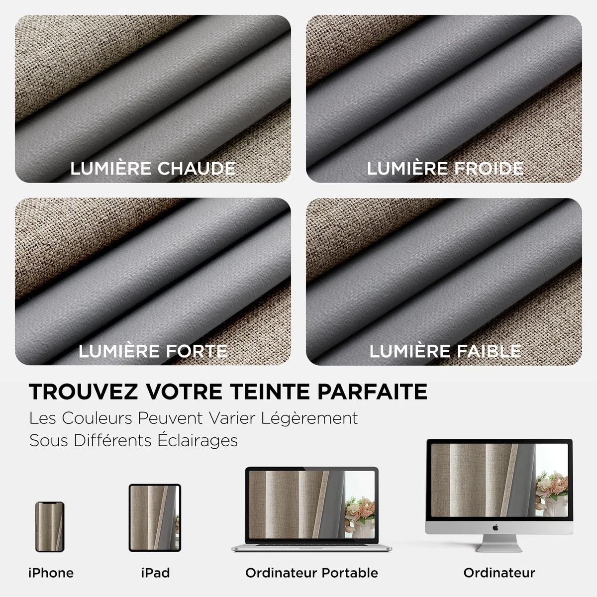 Joydeco 100% Rideau Occultant Thermique Isolant Anti Froid et Chaleur 140x245cm 2 Pièces, Rideaux Opaques Effet Lin à Oeillets Anti UV Anti Bruit, Decoration Chambre Maison Salon - Lin Naturel