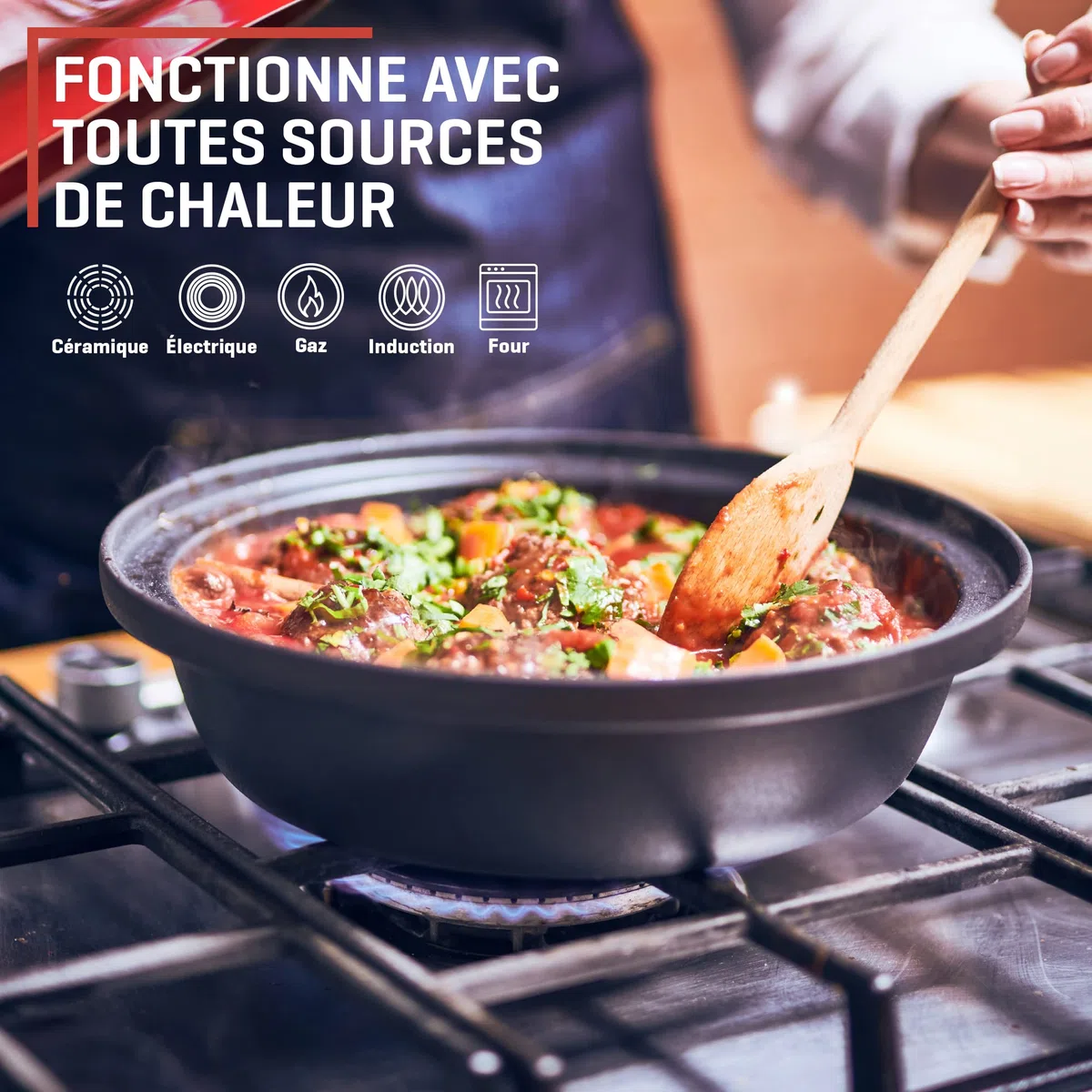Uno Casa Plat à Tajine Marocain - Tajine Induction - Casserole en Fonte de 3,5 l avec une Base en Fonte Émaillée et un Couvercle en Forme de Cône