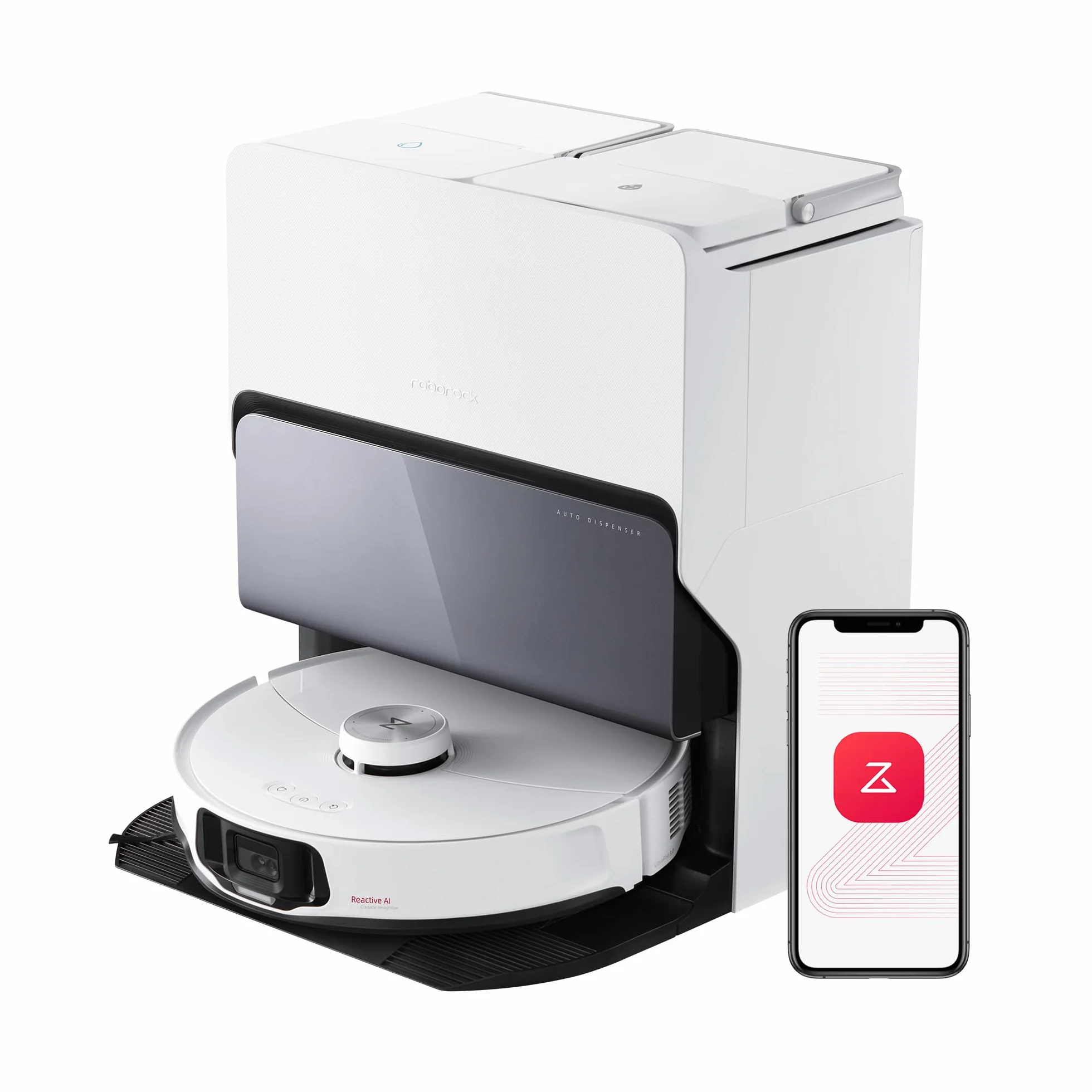 roborock S8 MaxV Ultra Aspirateur Robot avec 8-en-1 Station, Robot Aspirateur Laveur avec Brosse Latérale & DuoRoller Aspiration 10000 Pa, Planche à Linge à 60℃ (Reconditionné)