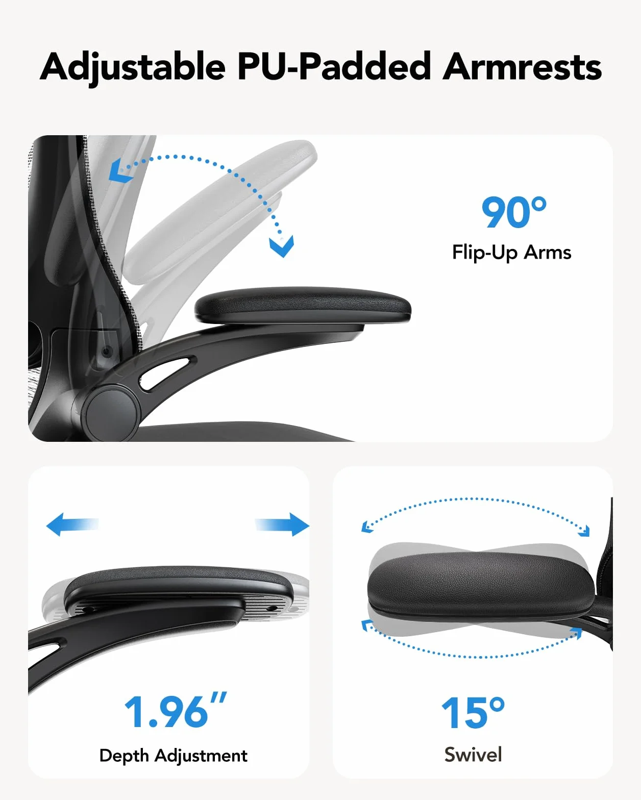 HUANUO Chaise Ergonomique, Chaise de Bureau PC avec Soutien Lombaire et Appui-tête Réglable, Fauteuil de Bureau Confortable avec Accoudoirs 3D, Chaise de Bureau Ergonomique, Charge Max 136 kg