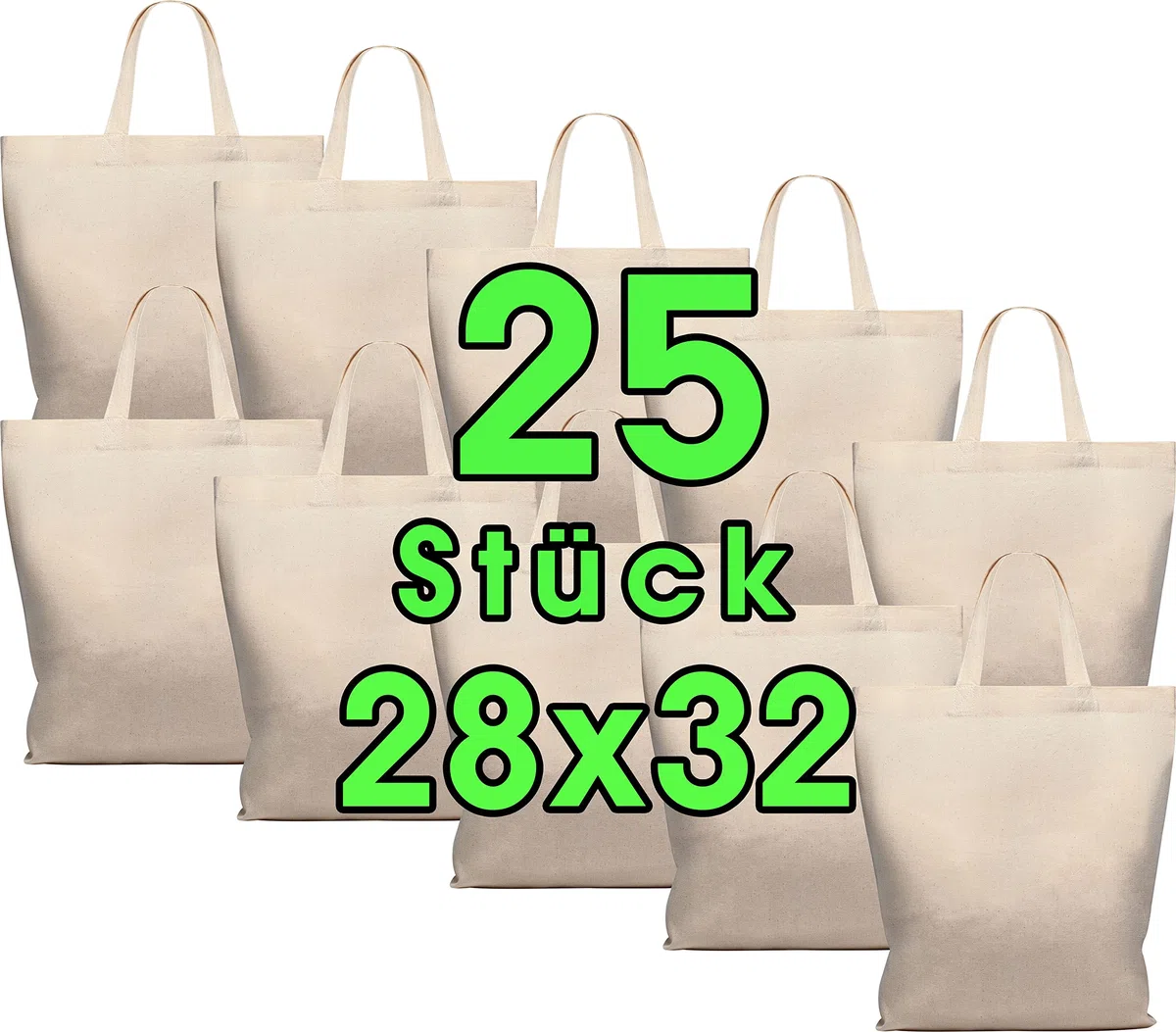 ELES VIDA Lot de 25 sacs en coton 28 x 32 cm - Sac de rangement pour pharmacie - de transport - Sac cadeau - Certifié Öko-Tex - en tissu non imprimé court pour peindre et imprimer