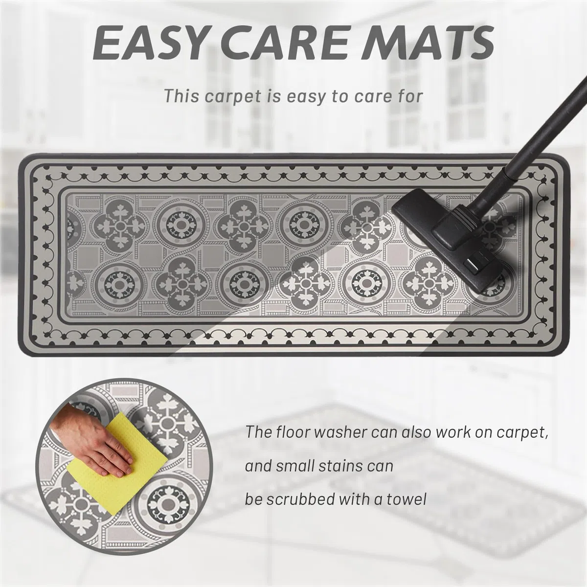 Ensemble de Tapis de Cuisine, Ensemble de Tapis de Cuisine Antidérapant de 2 Pièces, Tapis de Sol Lavable Super Absorbable avec Support en Caoutchouc, 43x75 + 43x120cm