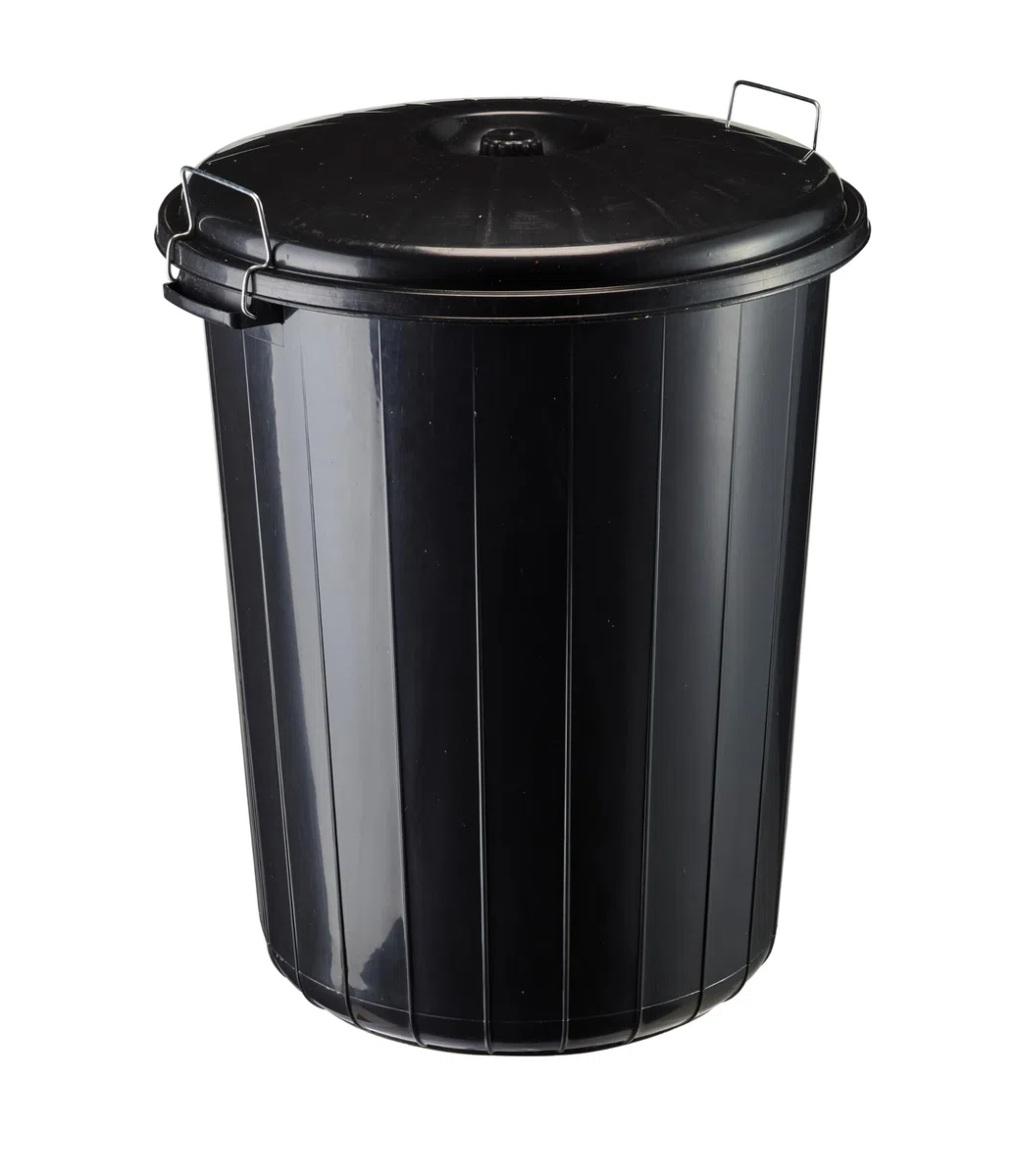 ROSSIGNOL Poubelle de rue avec couvercle. Capacité 55L, Système de verrouillage, Poubelle grande contenance, Idéal pour les déchets extérieurs RONDO