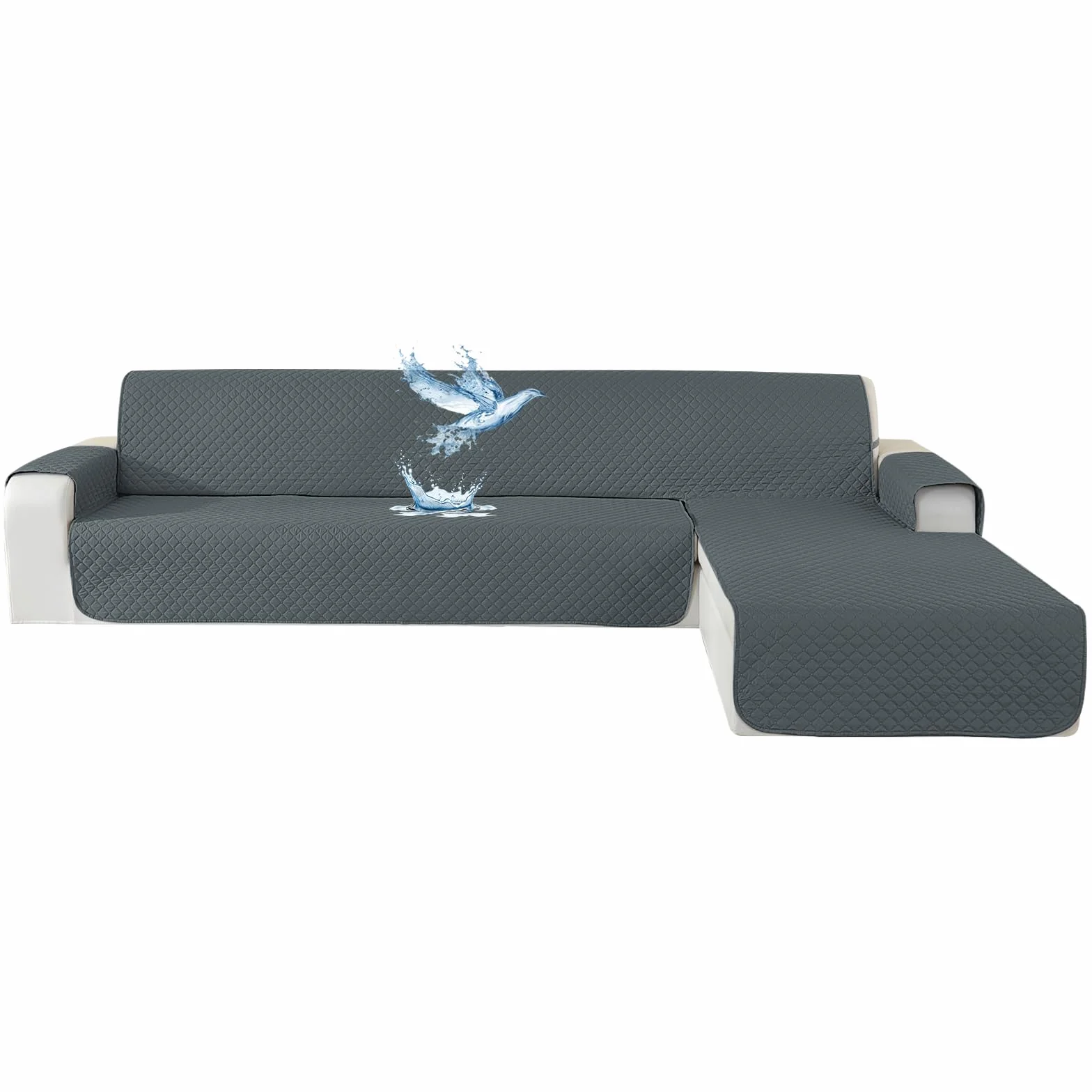 YSTELLAA Housse Canapé 3 Places Impermeable Universelle Réversible Antidérapante Protection Griffures Chat Chien Gris Foncé