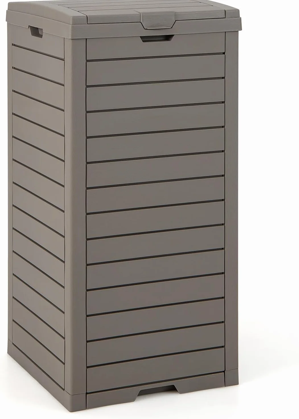 FANTASK Poubelle d'extérieur avec couvercle, bac à liquide extensible et poignée, 118 l, marron, poubelle étanche pour véranda, arrière-cour, terrasse