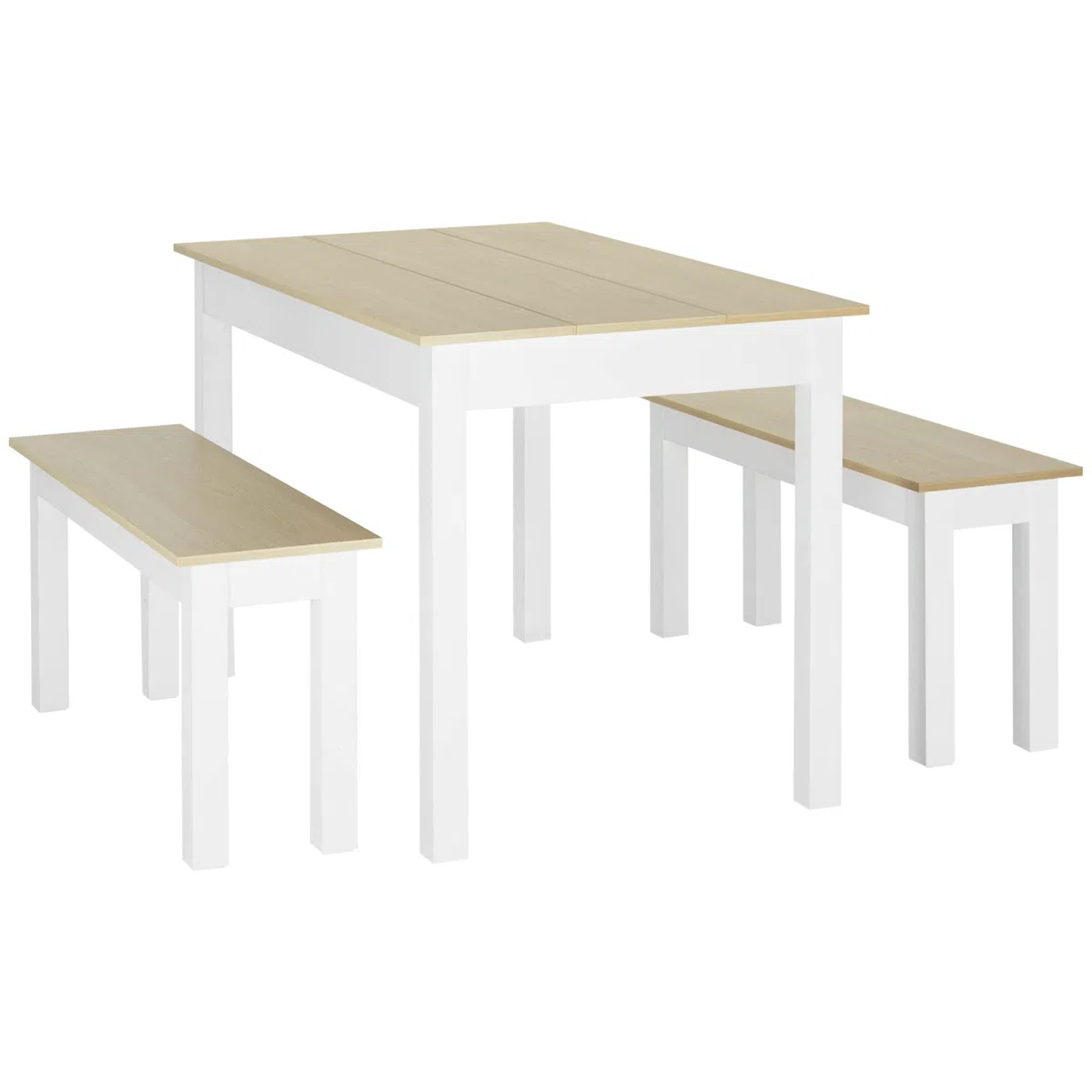 HOMCOM Ensemble Table à Manger 3 pièces avec 2 bancs encastrables pour 4-6 Personnes Style Contemporain - Cuisine Salle à Manger Salon - Panneaux de Particules