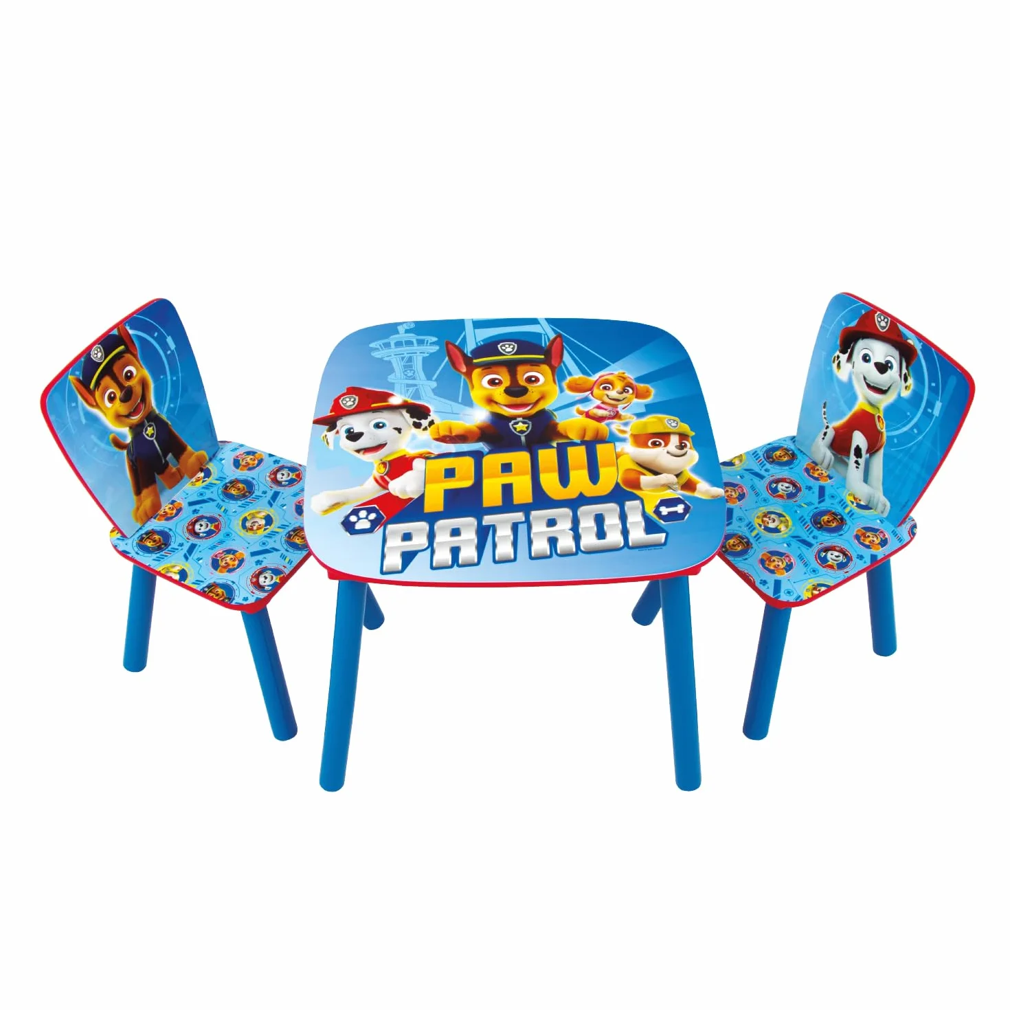 ARDITEX - Ensemble Table et 2 Chaises en Bois pour Enfants Licence Officielle La Pat’ Patrouille - Table 50x50x44 cm/Chaise 26,5x26,5x50 cm - Bleu - Idéal pour Jouer et Dessiner