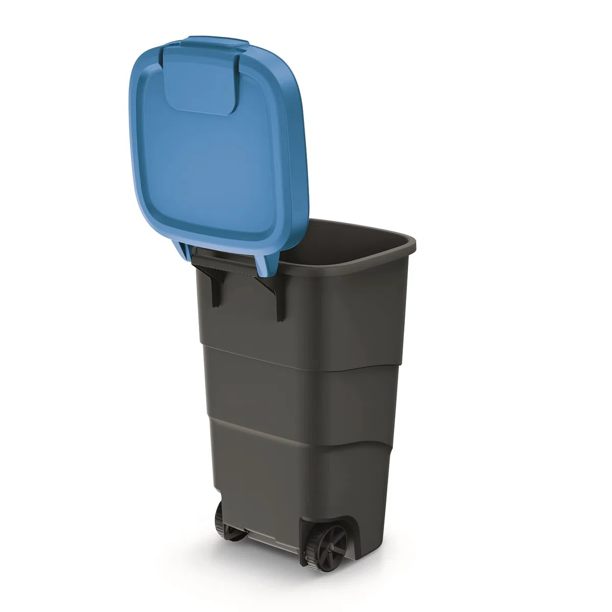 Prosperplast Wheeler Poubelle de 110 l, avec roues et couvercle, universelle, en plastique, bleue