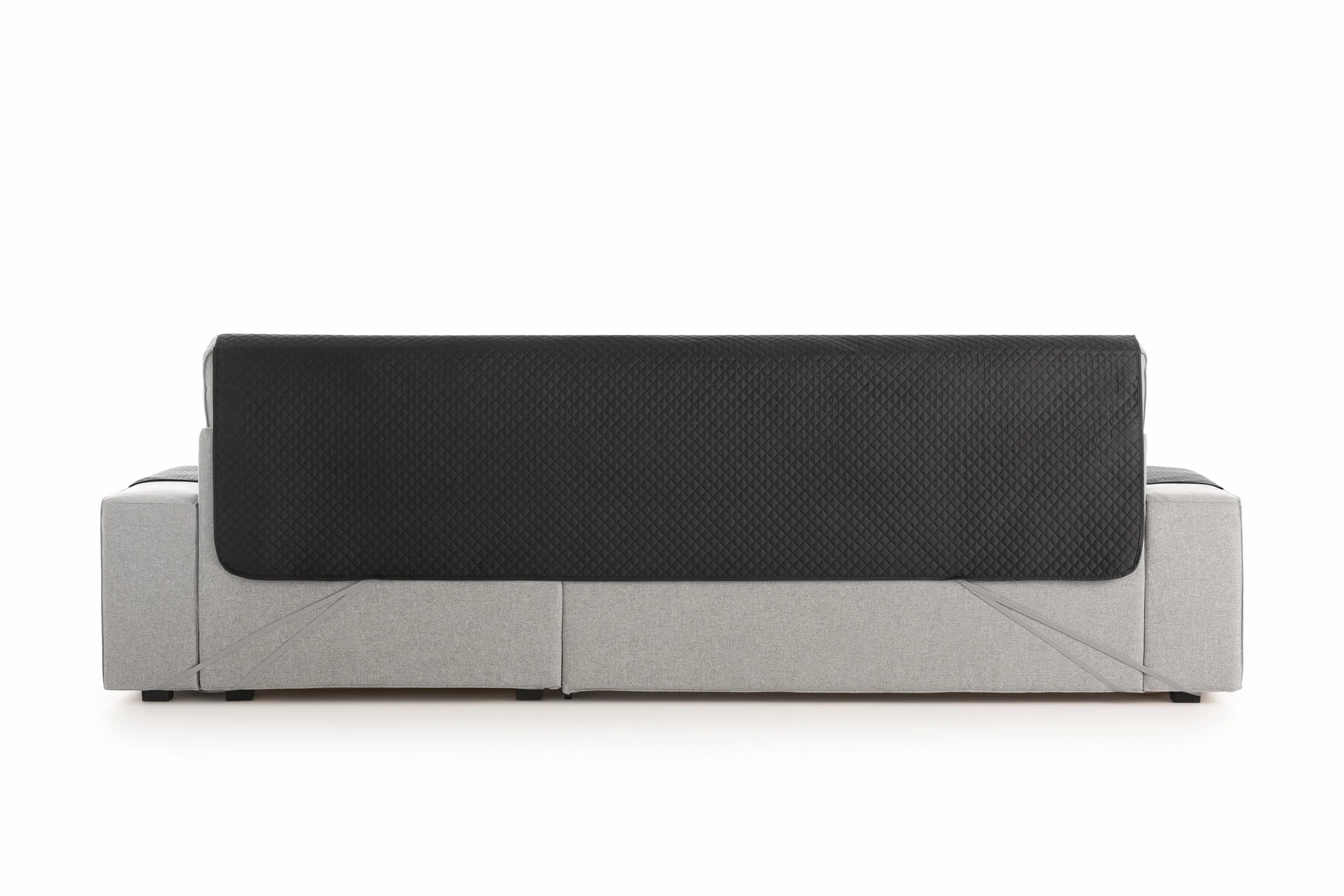 TEXTIL-HOME Housse de Canapé d'Angle Droit Adele 200 cm – Housse Protège-Canapé Réversible Matelassé Noir Anti-Taches Lavable
