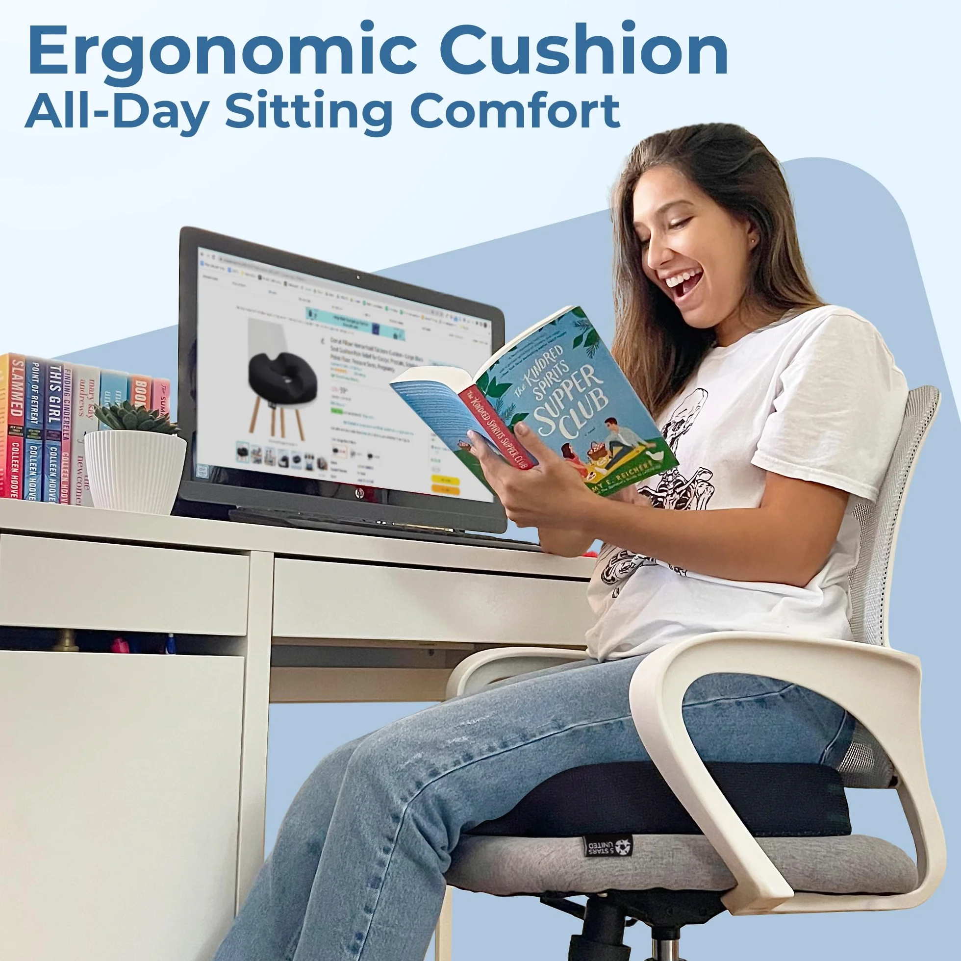 5 STARS UNITED Coussin Donut Mémoire de Forme – Soulagement Hémorroïdes & Coccyx, Ergonomique U, Anti-Dérapant, Housse Lavable – Noir Petit