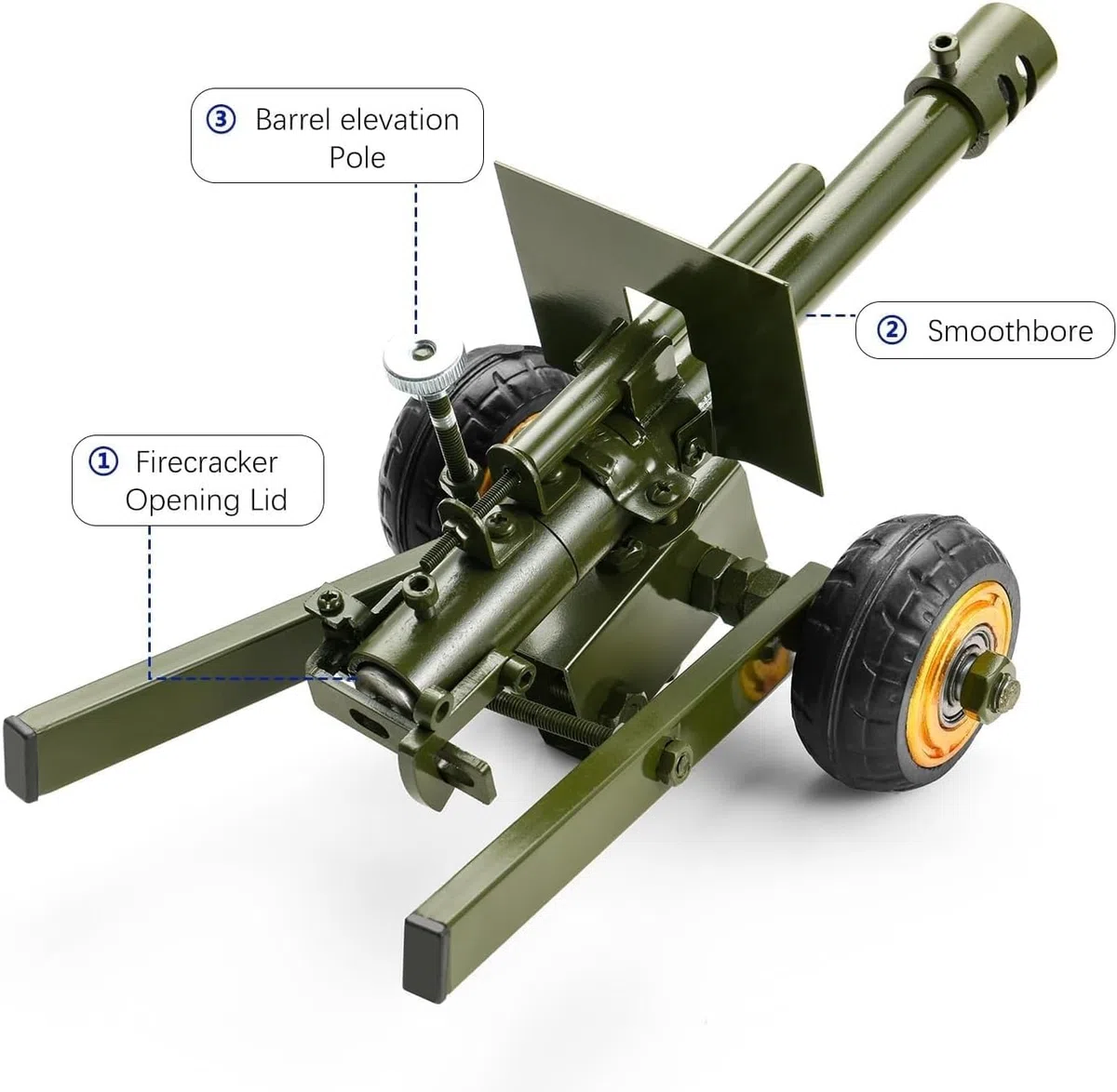 Canon de pétard, mini canon qui tire, lanceur de pétard en acier inoxydable, ornements de collection (modèle italien)