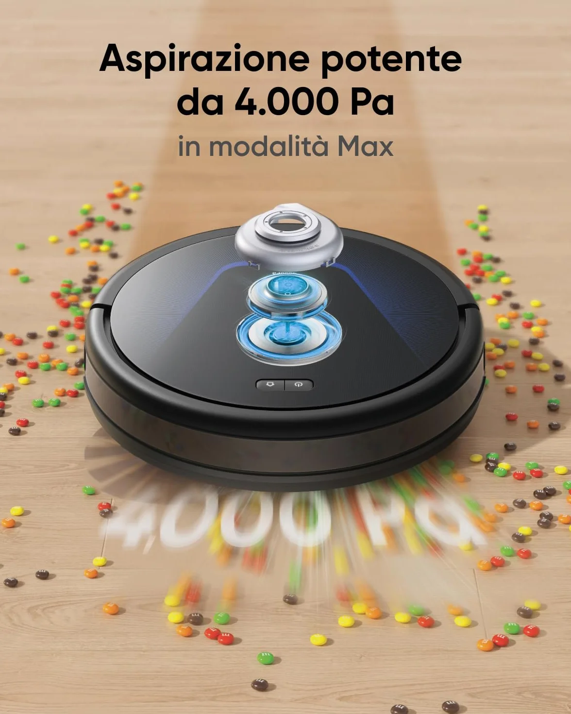 Eufy G50 Aspirateur Robot Hybride 4000 Pa Aspiration Navigation Dynamique Brosse Rouleau Tampon Serpillière Poils d'animaux Tapis Reconditionné