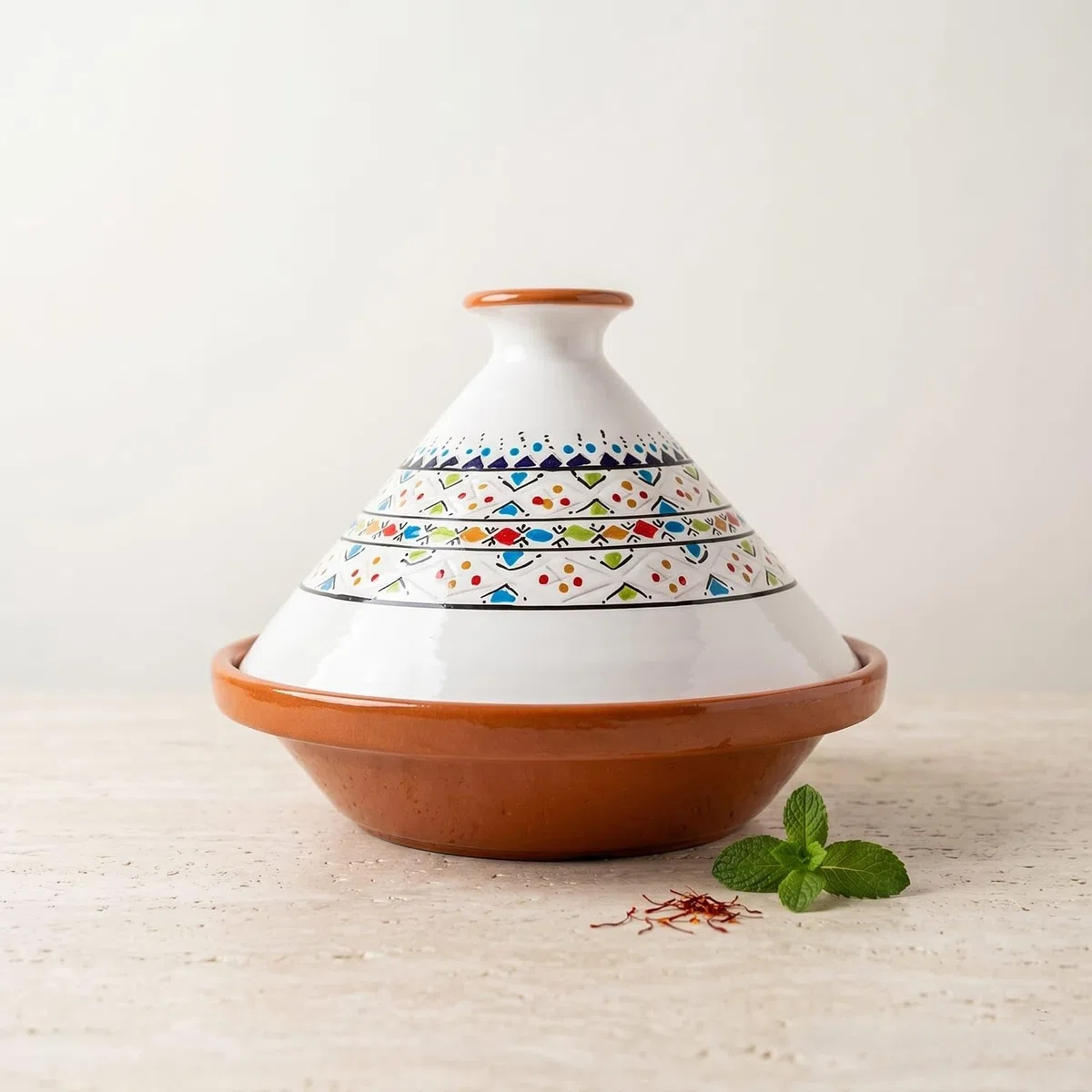 Tajine en Terre Cuite XL 32 cm – Authentique Marmite Ethnique Marocaine/Tunisienne avec E-book Gratuit 0212242001
