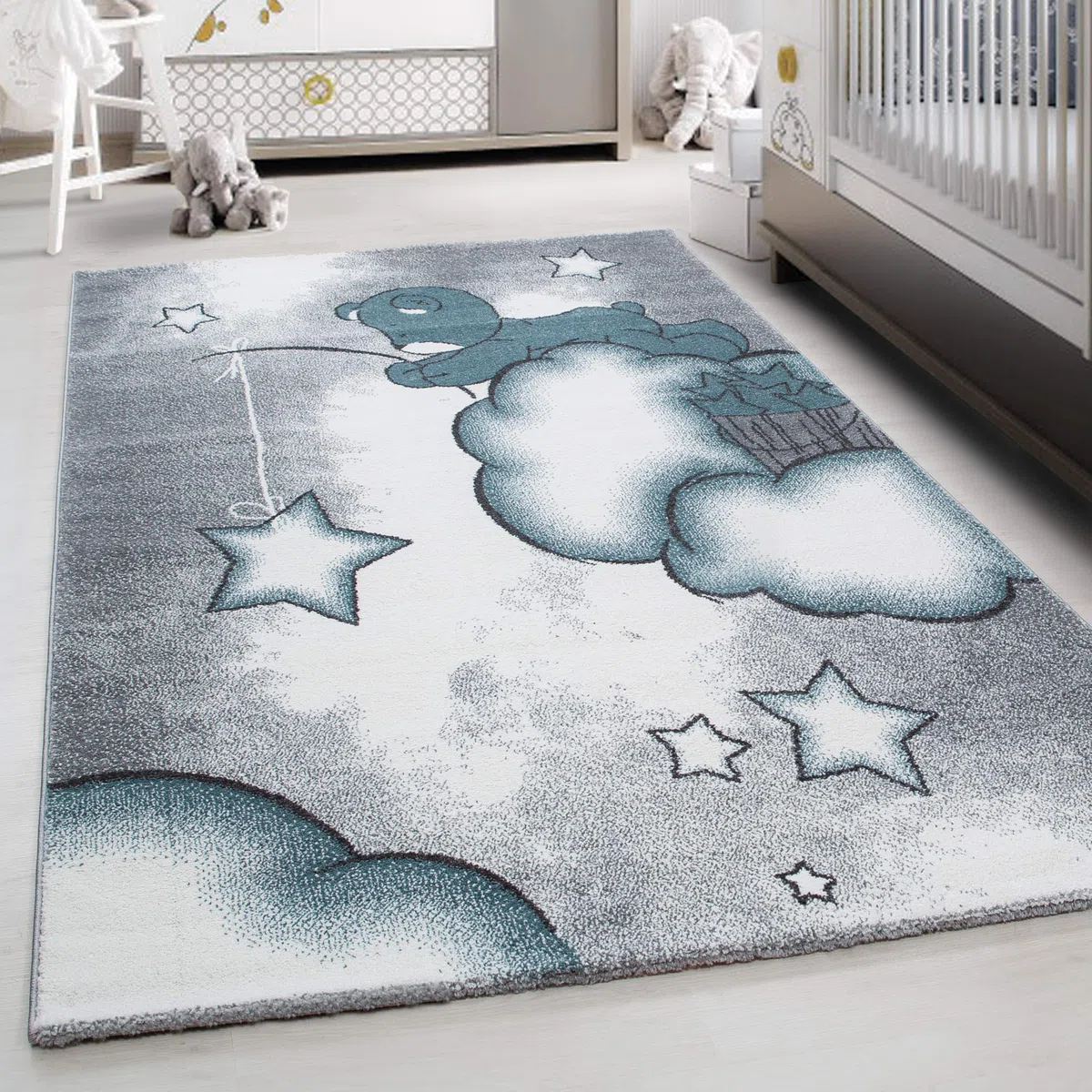 Teppium Tapis pour Enfants avec Motif Ours, Doux et Confortable, pour Chambre de bébé, Salle de Jeux, Chambre d'enfant, à Poils Courts, Moelleux Taille: 160 x 230 cm, Couleur: Bleu-5