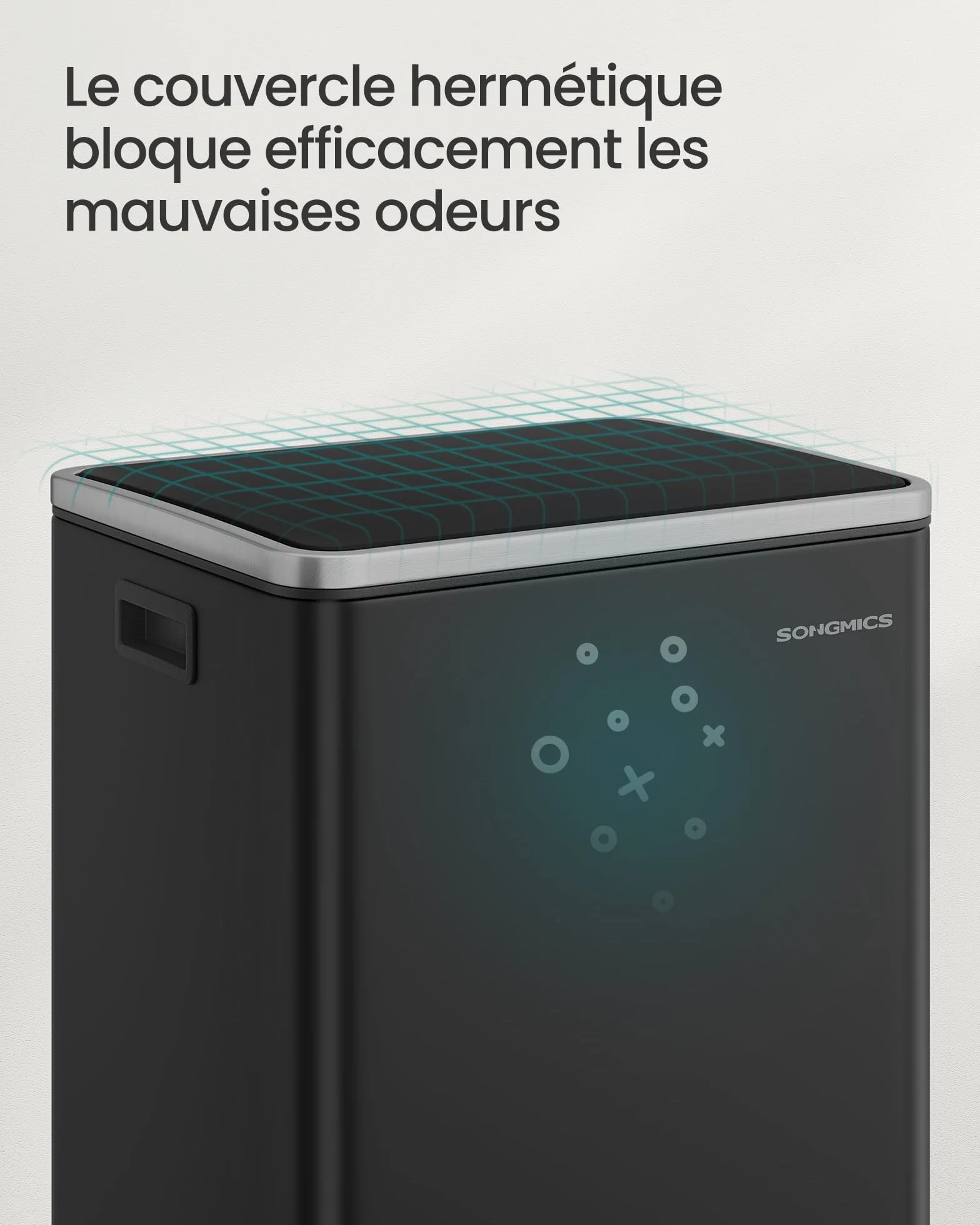 SONGMICS Poubelle de Cuisine 50 L Acier Noir d'Encre LTB595B02