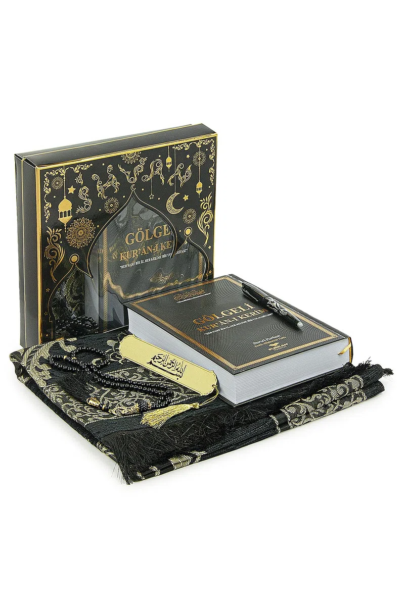 ihvan online, Le Saint Cor'an Kit d'exercices arabes avec stylo effaçable, coffret cadeau de prière pour hommes et femmes, tapis de prière musulmane, chaîne de prière, noir