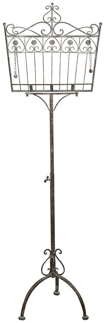 Biscottini Pupitre sur Pied en Fer forgé, Finition Blanche patinée L46xPR32x139 cm