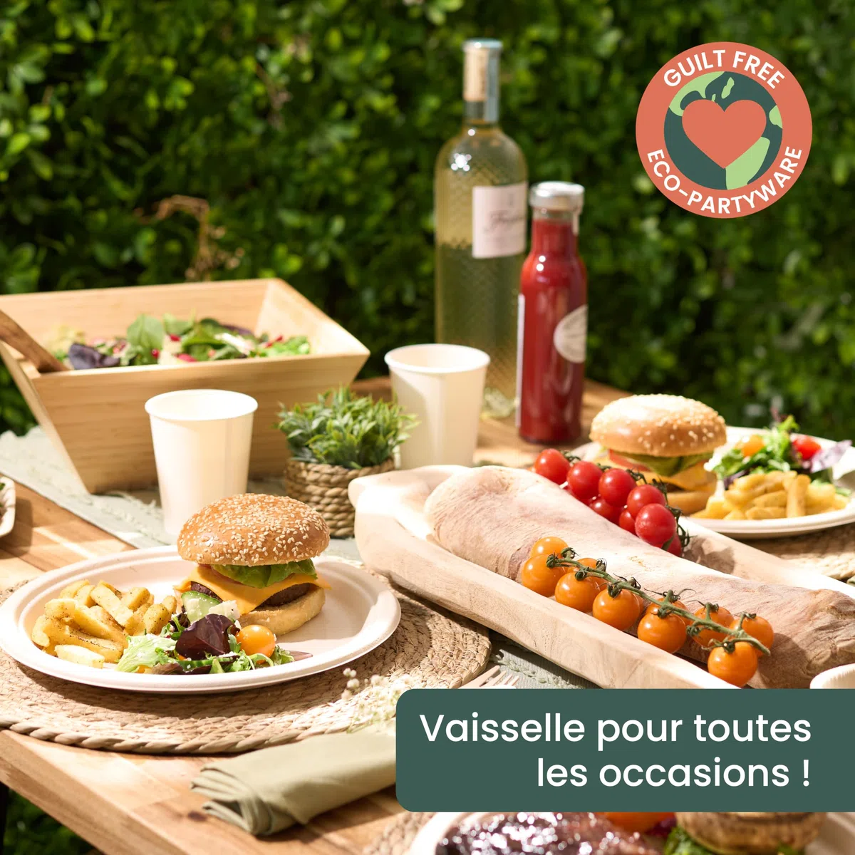 HAAGO 100 Assiettes Jetables Solides & Compostables 26 cm / 10" – Canne à Sucre (Bagasse) – Assiettes Carton Rigides, Anti-Graisse & Anti-Fuites – Pour Chaud & Froid, Buffet, BBQ, Traiteur