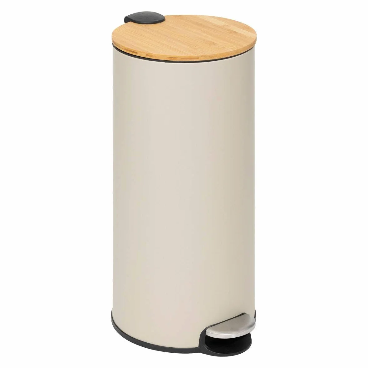 5five - Poubelle de Cuisine à Pédale Modern Color - Beige - 30L - Couvercle en Bambou, Seau Amovible - Pour Maison, Buanderie