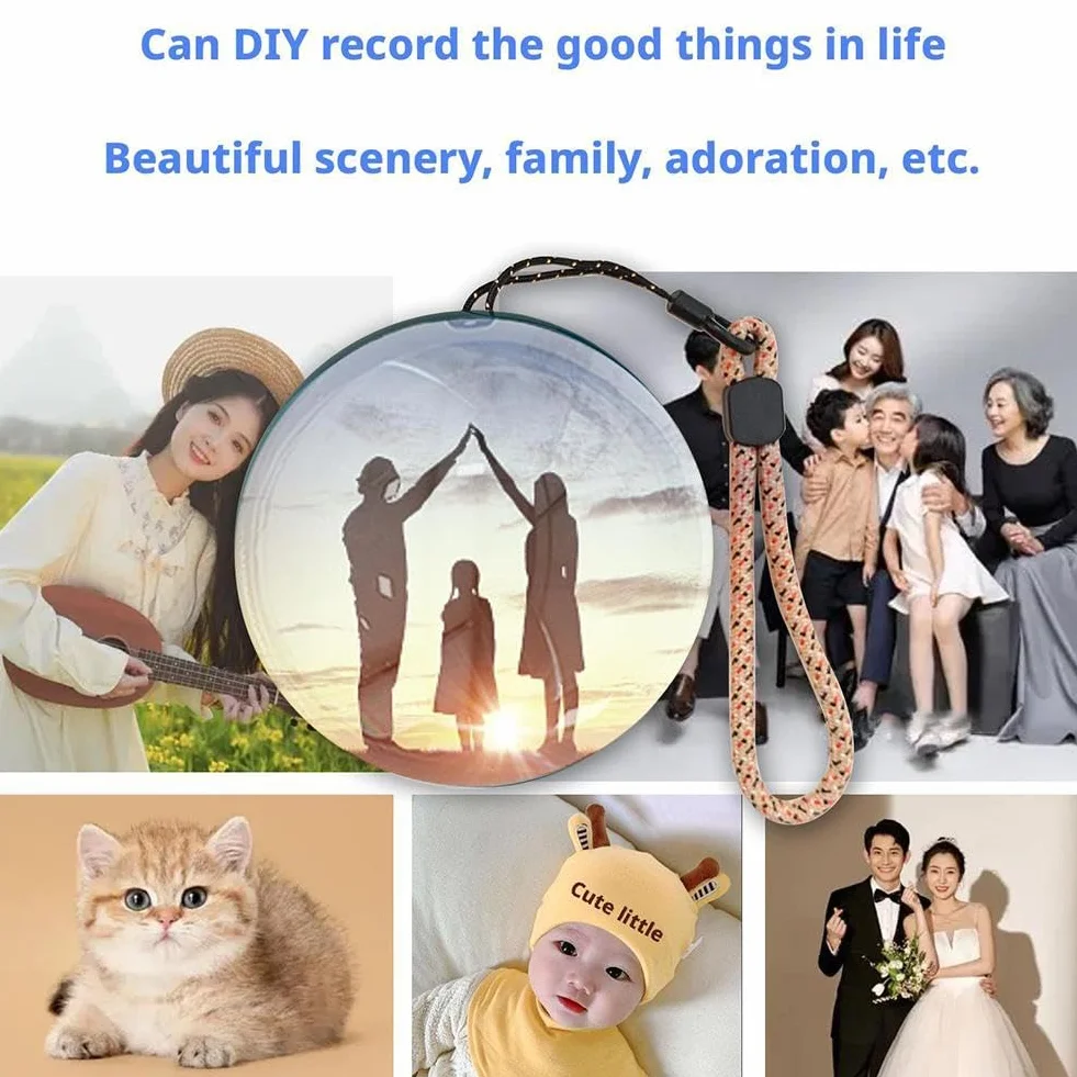 Album photo numérique boule de cristal 3D, affichage vidéo numérique en boule de cristal personnalisée, cadeau DIY avec écran électronique pour couples, animaux domestiques, albums de mariage