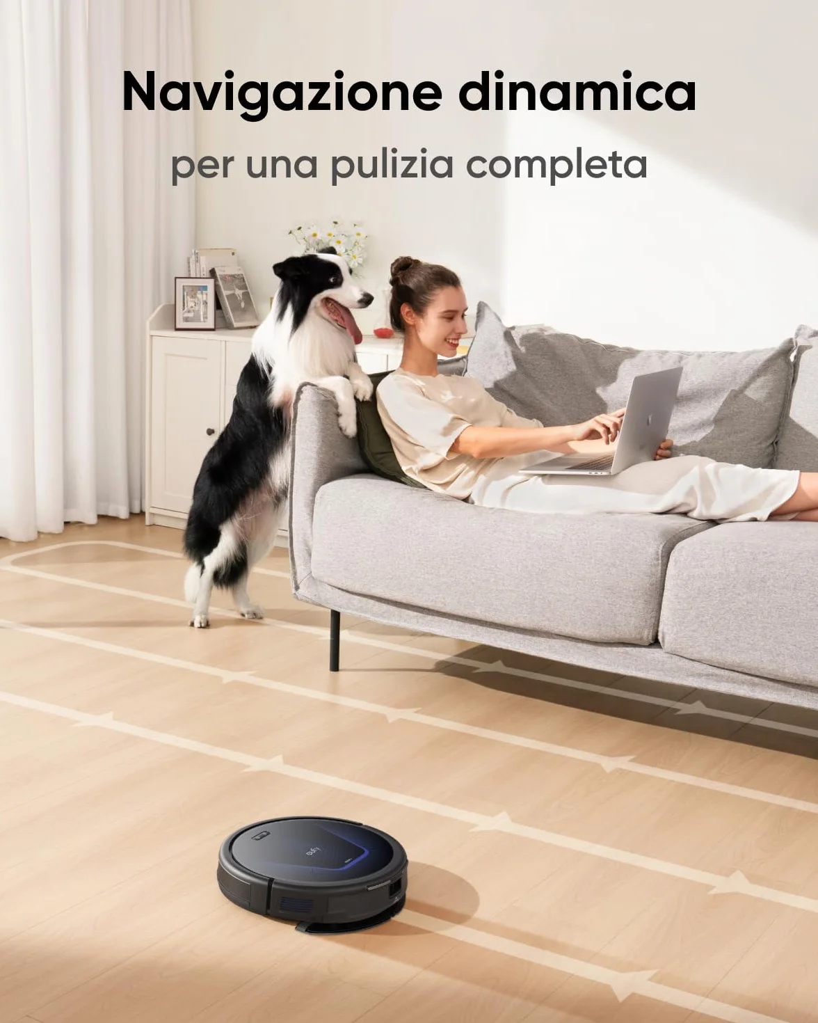 Eufy G50 Aspirateur Robot Hybride 4000 Pa Aspiration Navigation Dynamique Brosse Rouleau Tampon Serpillière Poils d'animaux Tapis Reconditionné