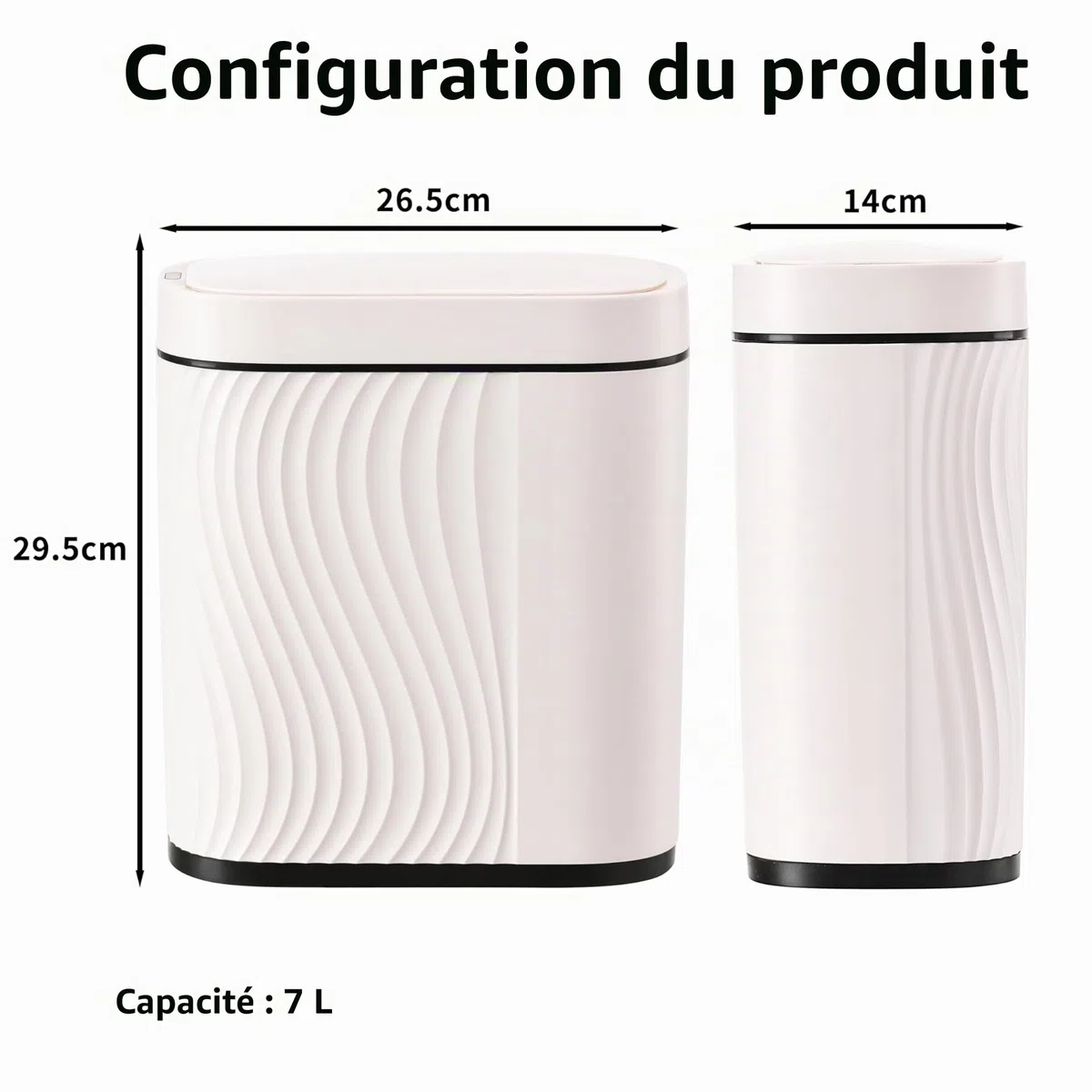 Poubelle Automatique 8L avec Capteur - Poubelle Électrique avec Couvercle pour Cuisine & Salle de Bain - Étanche/Anti-Odeurs pour Bureau, Chambre, WC - Corbeille Blanche Silencieuse
