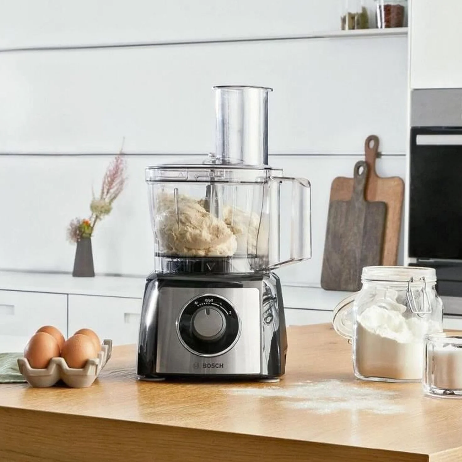 Bosch MultiTalent 3 MCM3501M – Robot de cuisine polyvalent avec plus de 50 fonctions – 800 W – Capacité de 2,3 L – Couleur : Noir/Inox brossé