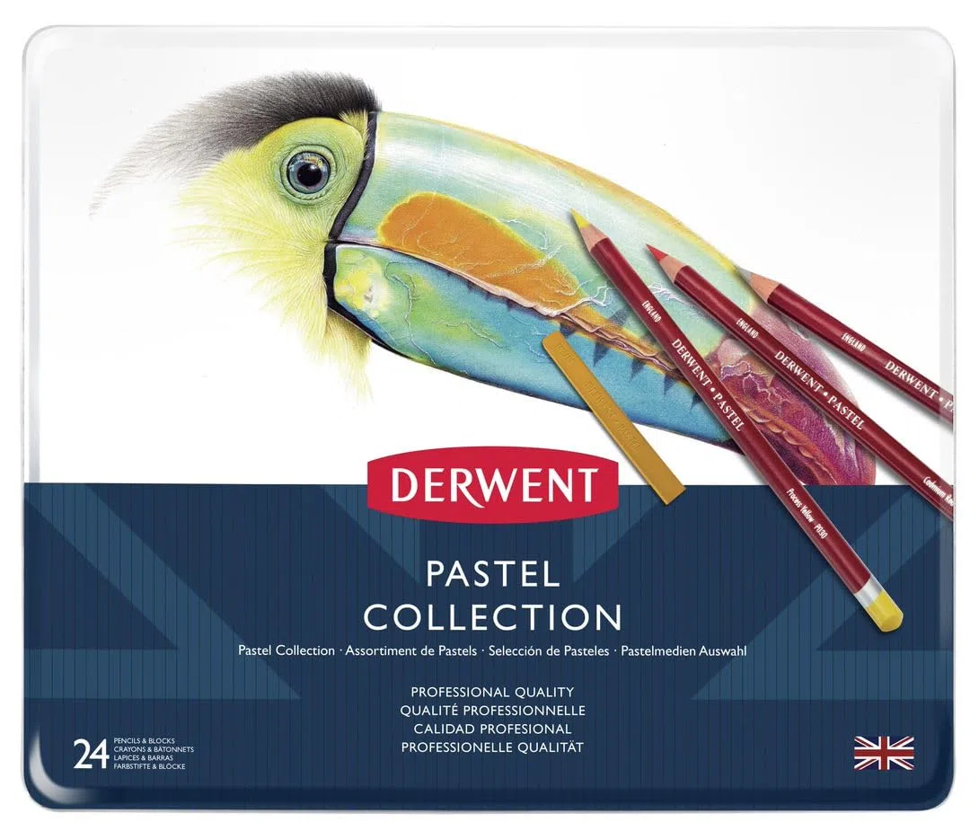 Derwent Pastel Collection - Set Découverte de 24 Crayons & Craies Pastel avec Accessoires, Qualité Professionnelle, 0700301