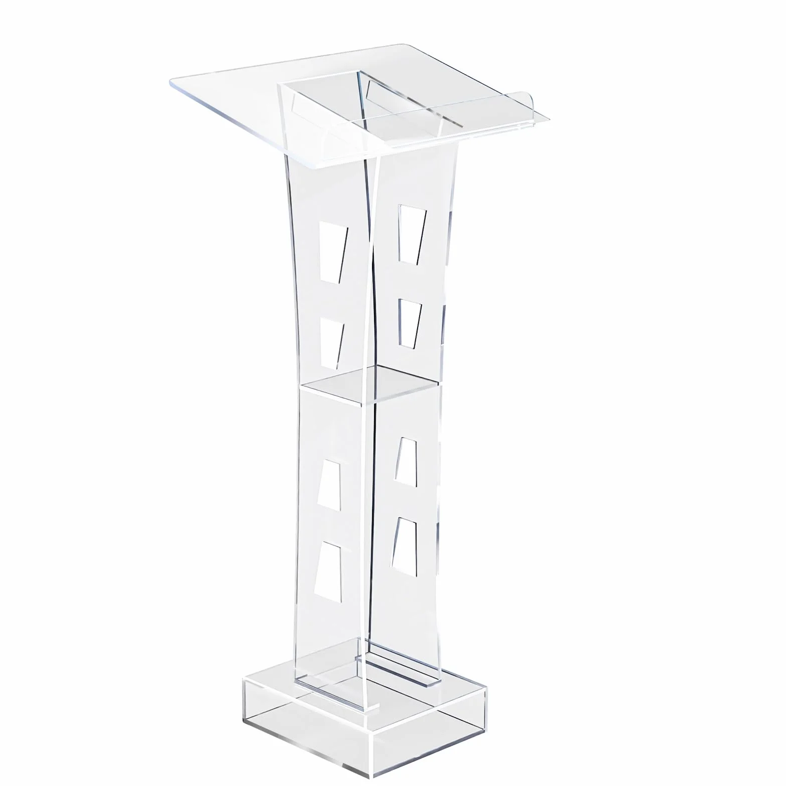 Pupitre de conférencier en acrylique transparent LED avec plateforme de lecture verticale - Podium pour discours