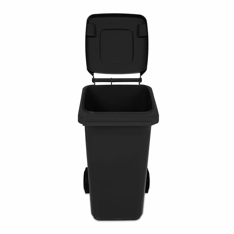 JESTIC Poubelle à roulettes 120 Litres Noir Tri Selectif garage Haut XXL