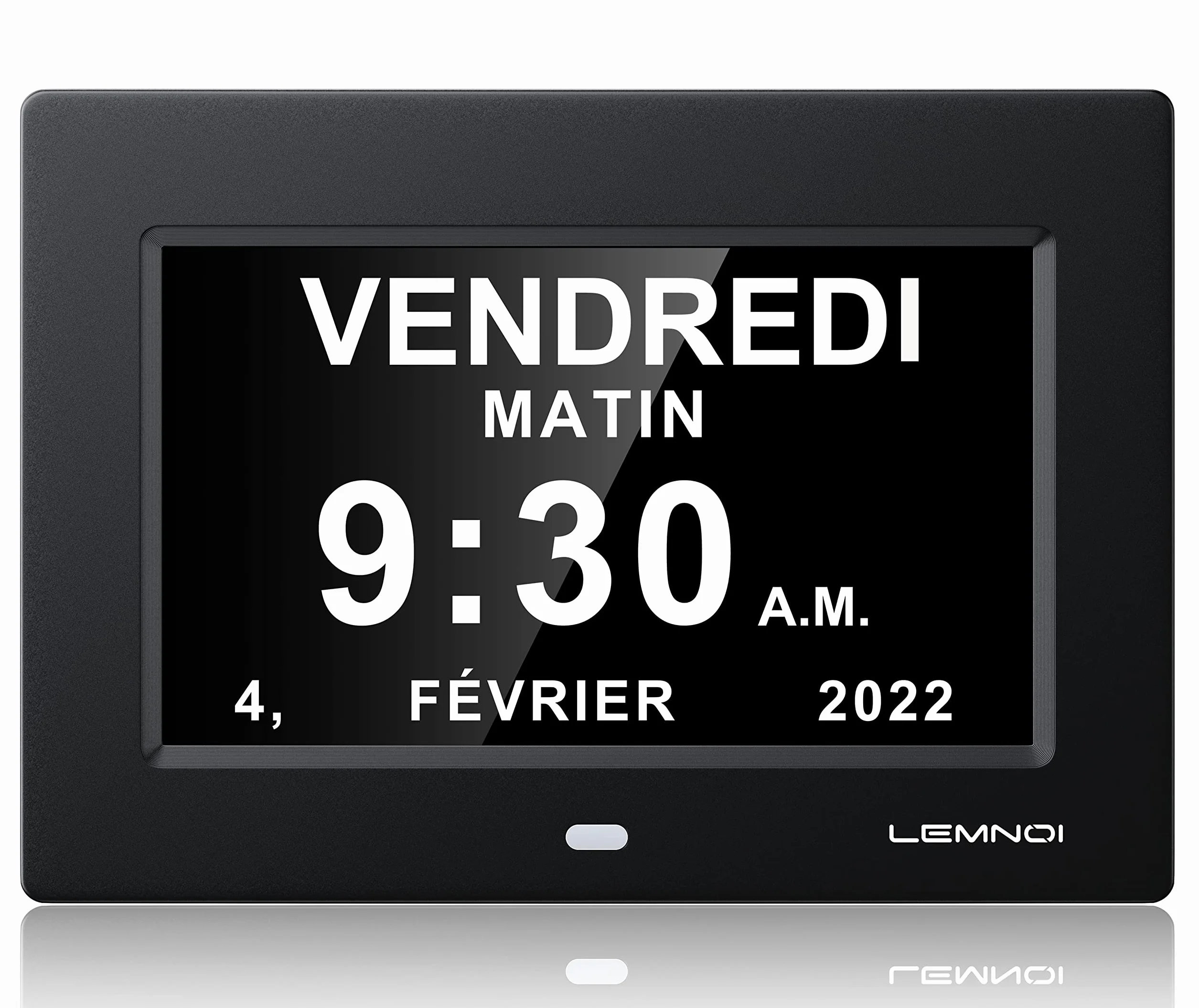 LEMNOI 7 Pouce LCD Horloge Numérique Calendrier Noire Auto Dimming HD Display Rappel Alzheimer