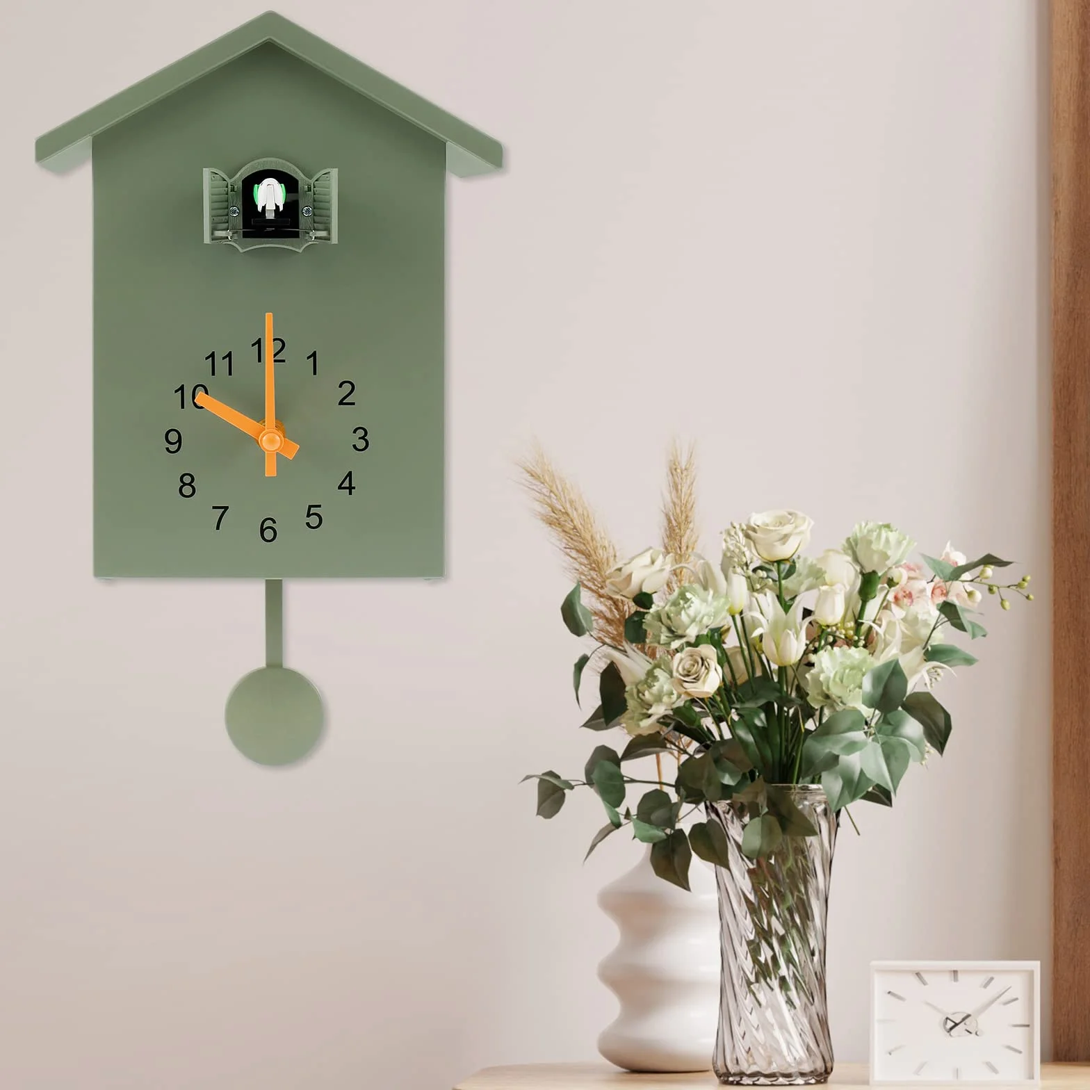 Horloge à coucou moderne murale avec pendule et carillon, décoration maison salon cuisine bureau