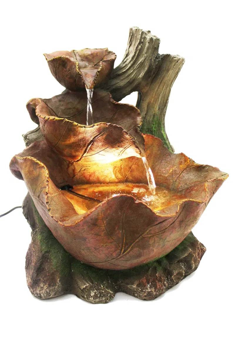 Fontaine Feuilles d'automne BK853 Fontaine de jardin Fontaine d'intérieur avec éclairage Jeu d'eau Cascade Fontaine de table