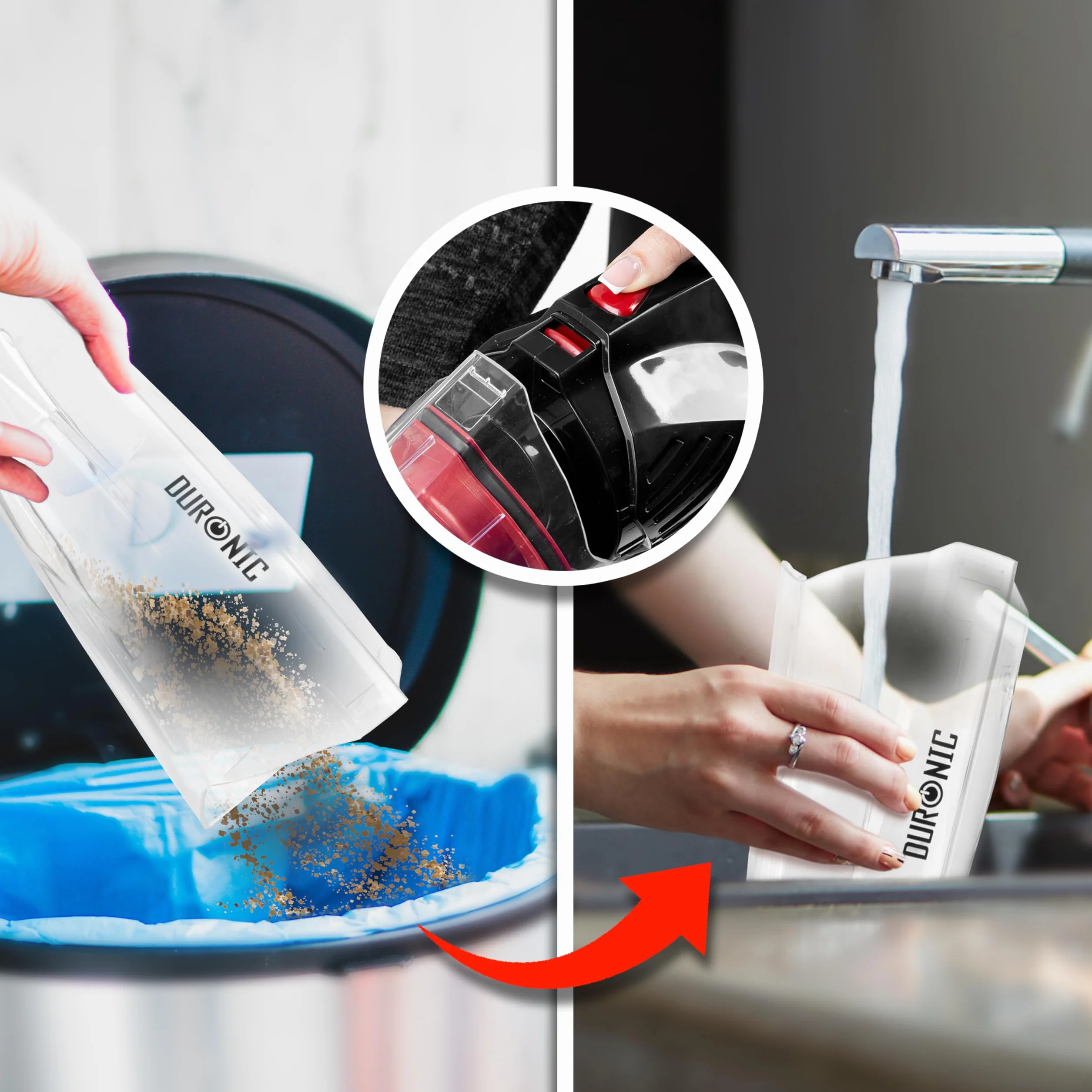Duronic VC8 /BK- Aspirateur Balai et à Main sans Sac Classe A + tête suceuse/Flexible/Brosse - Se converti en Quelques Secondes !