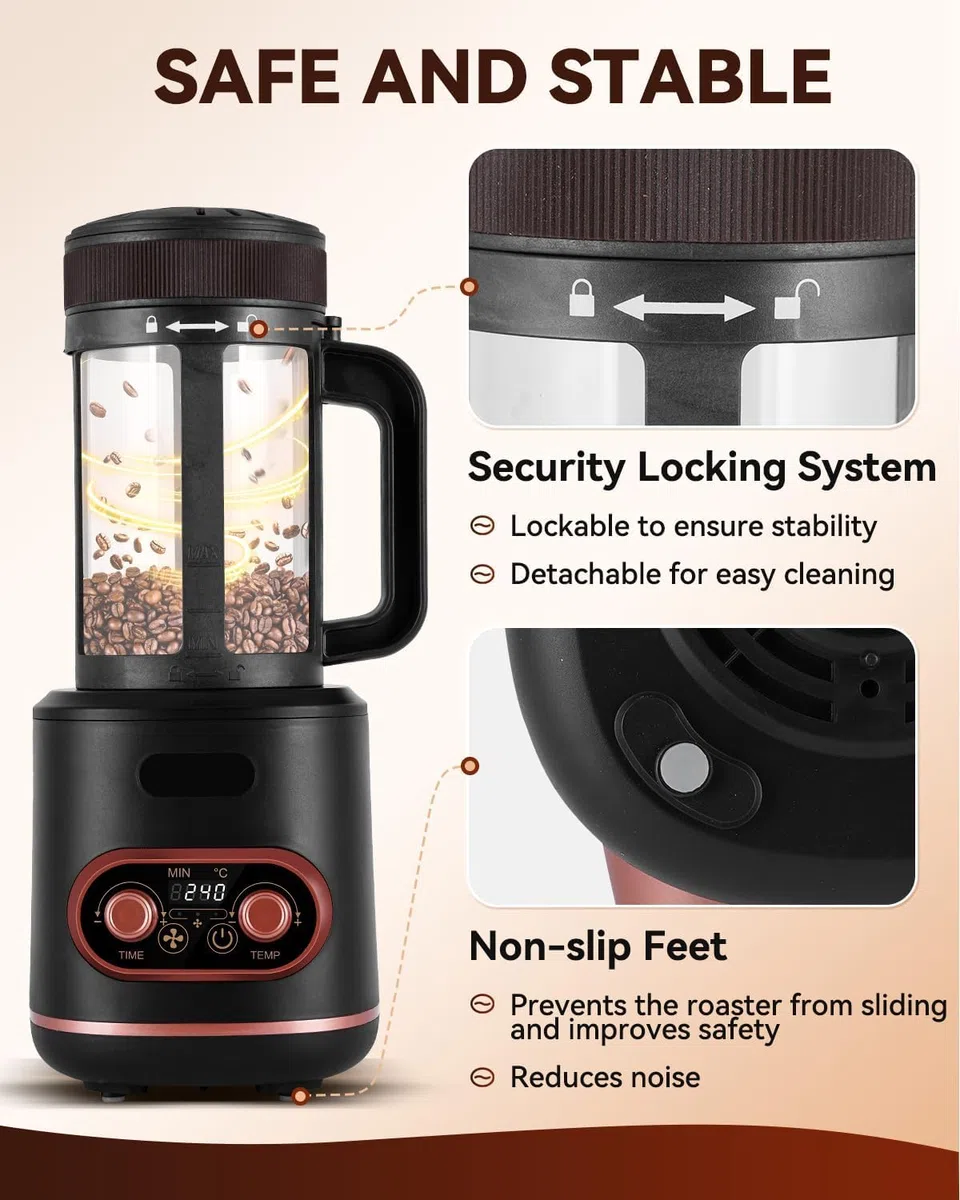 YUCHENGTECH Torréfacteur Café à Air Chaud 100g 2000W | Torréfacteur de Café Torréfacteur de Grain de Café Température et Durée Réglables avec Fonction de Refroidissement