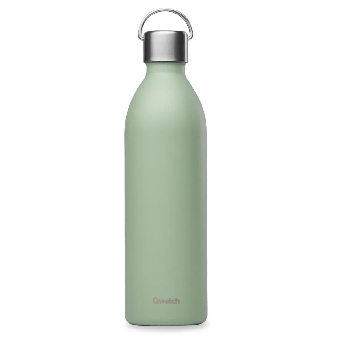 Qwetch - Bouteille Isotherme Active Vert Tilleul 1L - Gourde avec Anse Inox Recyclé - 24h Froid et 12h Chaud - Etanche & Compacte