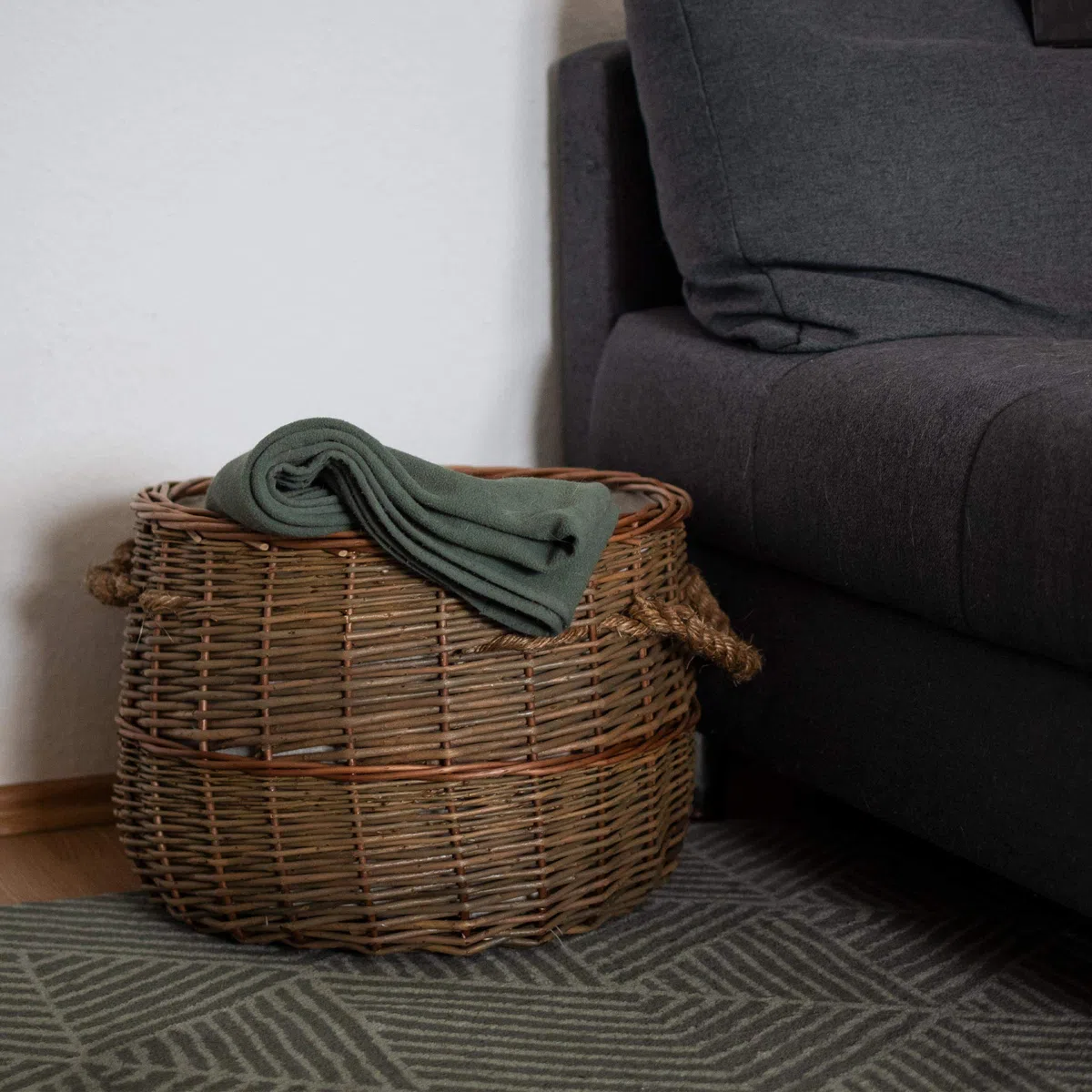 RM Design Panier en osier pour bois de chauffage Panier à linge ou décoration Diamètre 50 cm