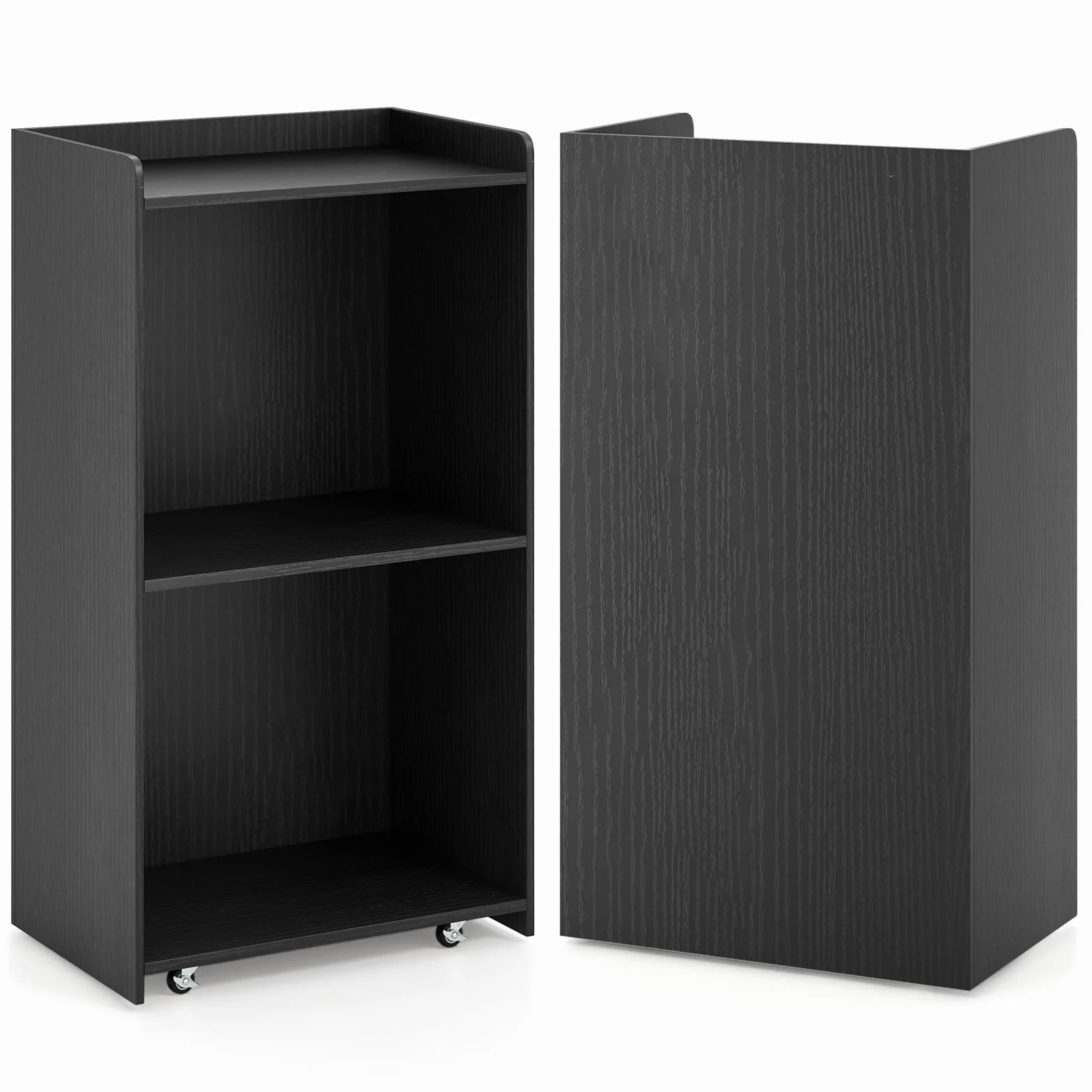 GYMAX Pupitre Mobile avec Roulettes Verrouillables, Table Haute, 57 x 37 x 105 cm, Noir